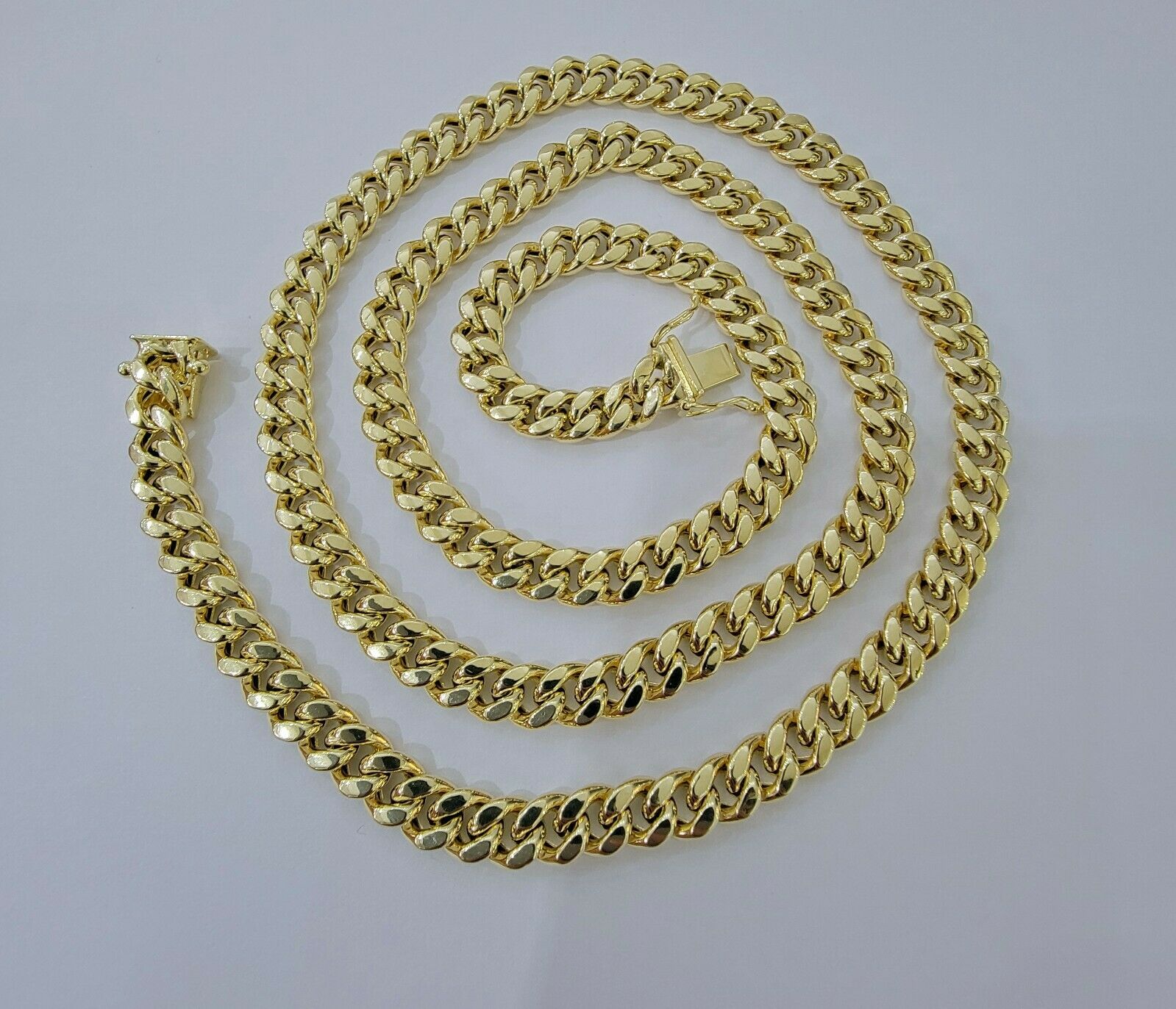 Real 10k Gold Miami Cuban Link Chain 30" 7mm 10kt Yellow Gold Necklace Box Clasp - GoldenlinQ
