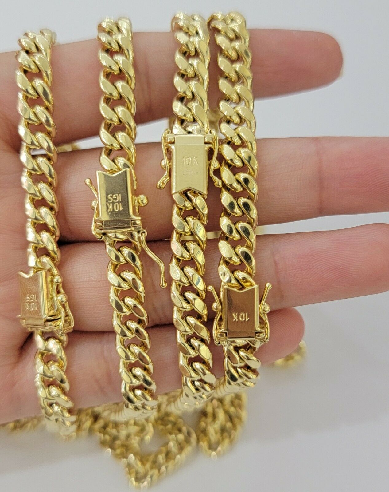 Real 10k Gold Miami Cuban Link Chain 30" 7mm 10kt Yellow Gold Necklace Box Clasp - GoldenlinQ