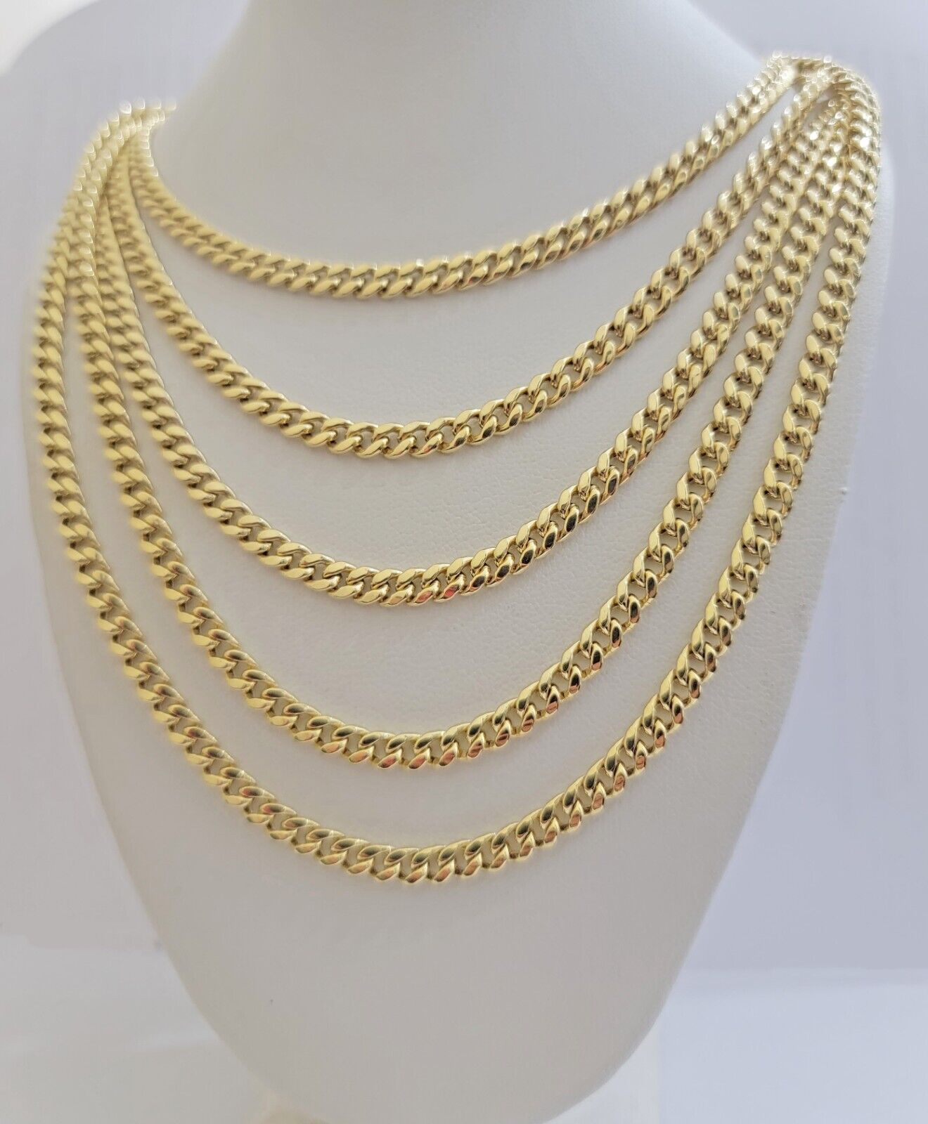 Real 10k Gold Miami Cuban Link chain Necklace 5mm 16" - 28" 10kt Yellow Men Women - GoldenlinQ