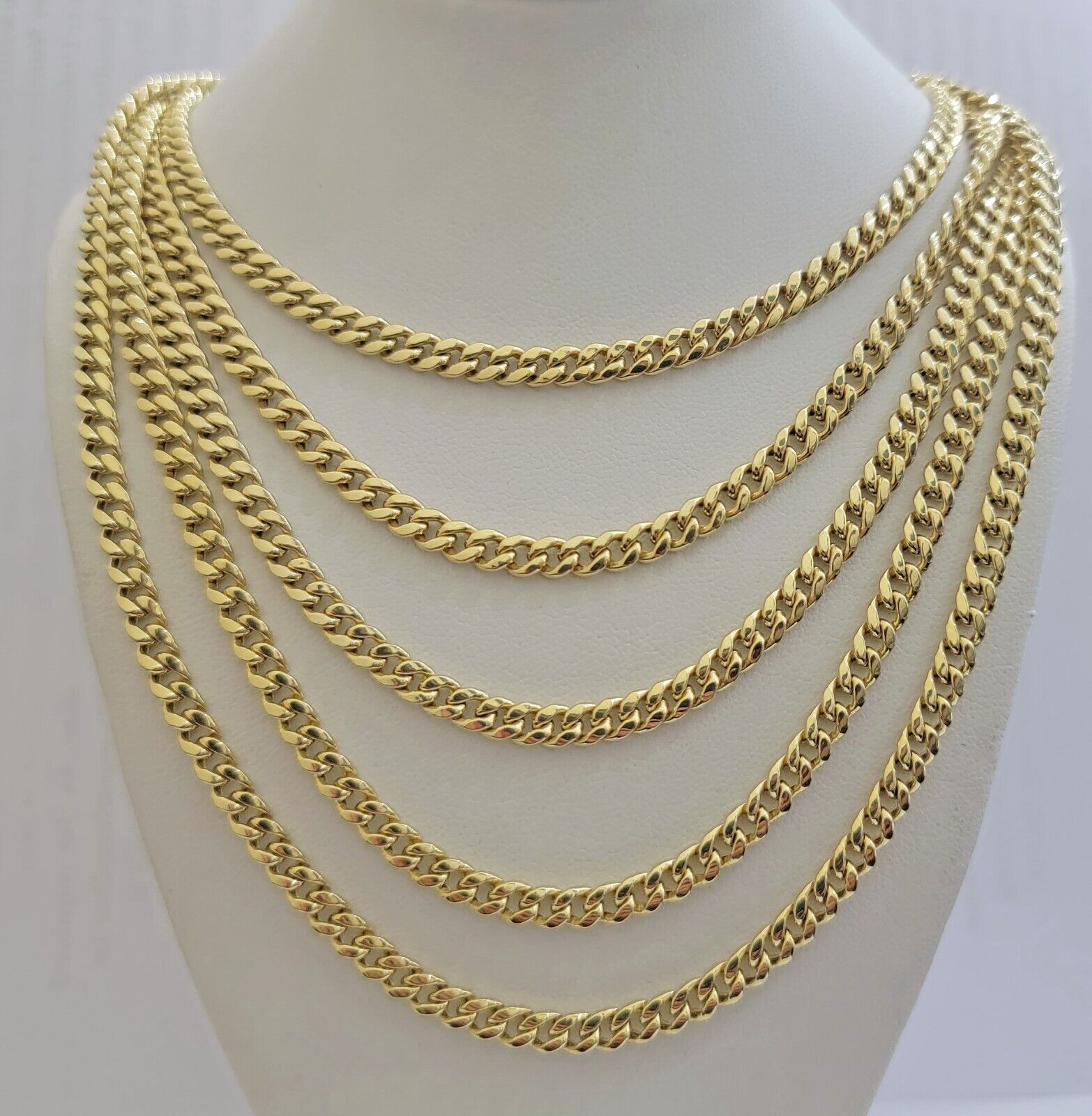 Real 10k Gold Miami Cuban Link chain Necklace 5mm 16" - 28" 10kt Yellow Men Women - GoldenlinQ