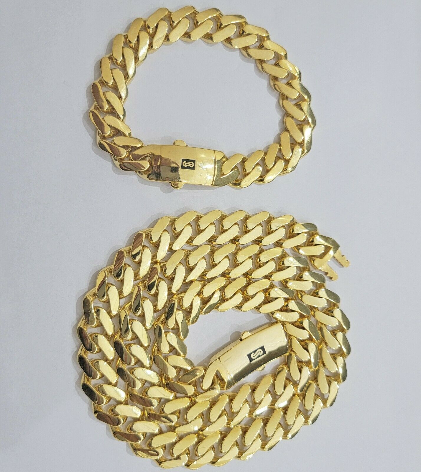 Real 10k Gold Miami Cuban Royal Link Bracelet 13mm 8" Shiny Plain Monaco, 10kt - GoldenlinQ