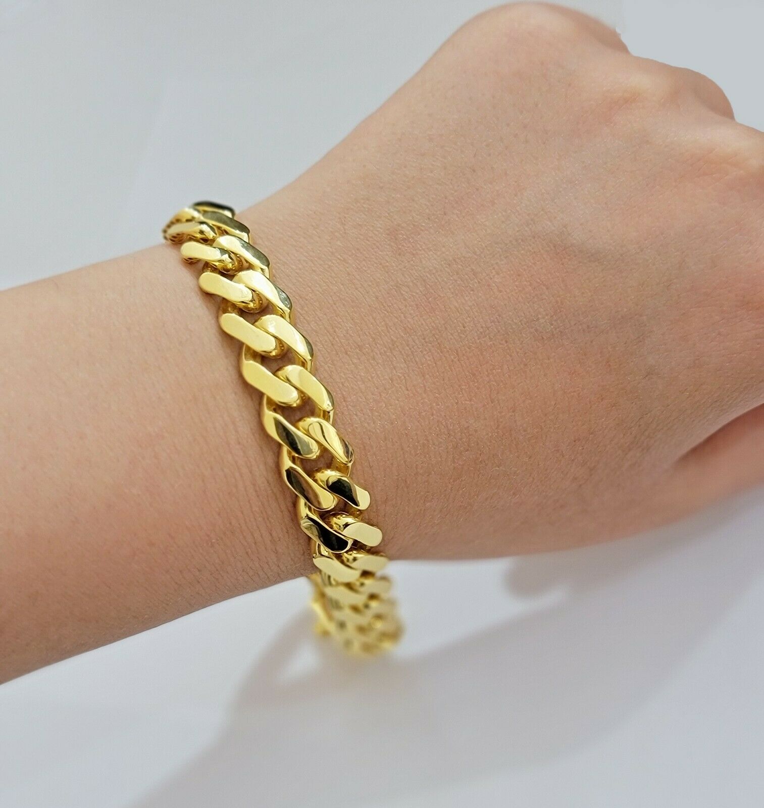 Real 10k Gold Miami Cuban Royal Link Bracelet 13mm 8" Shiny Plain Monaco, 10kt - GoldenlinQ