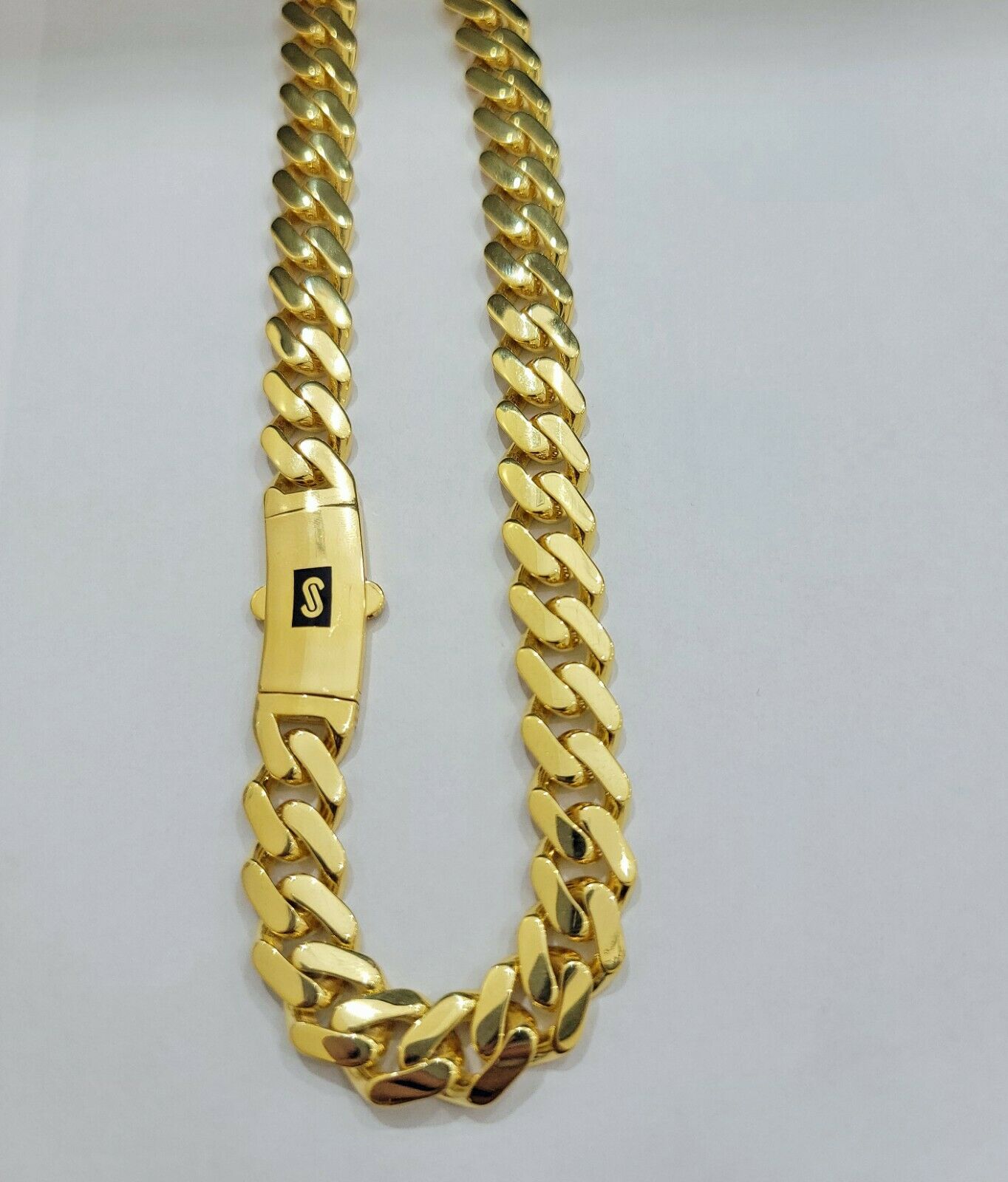 Real 10k Gold Miami Cuban Royal Link Chain 11mm 26" Shiny Plain Necklace Monaco - GoldenlinQ