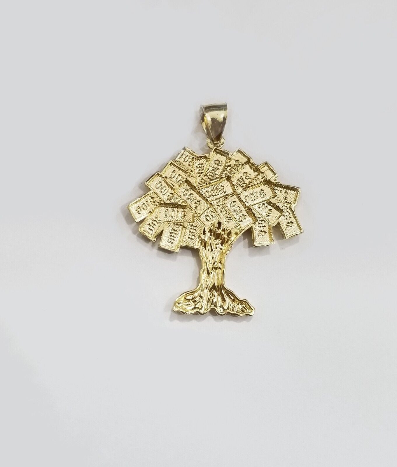 Real 10k Gold Money Tree Charm 1.7 inch pendant 10kt Yellow Gold - GoldenlinQ