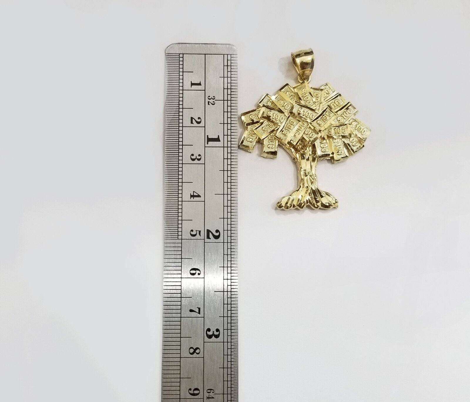 Real 10k Gold Money Tree Charm 1.7 inch pendant 10kt Yellow Gold - GoldenlinQ