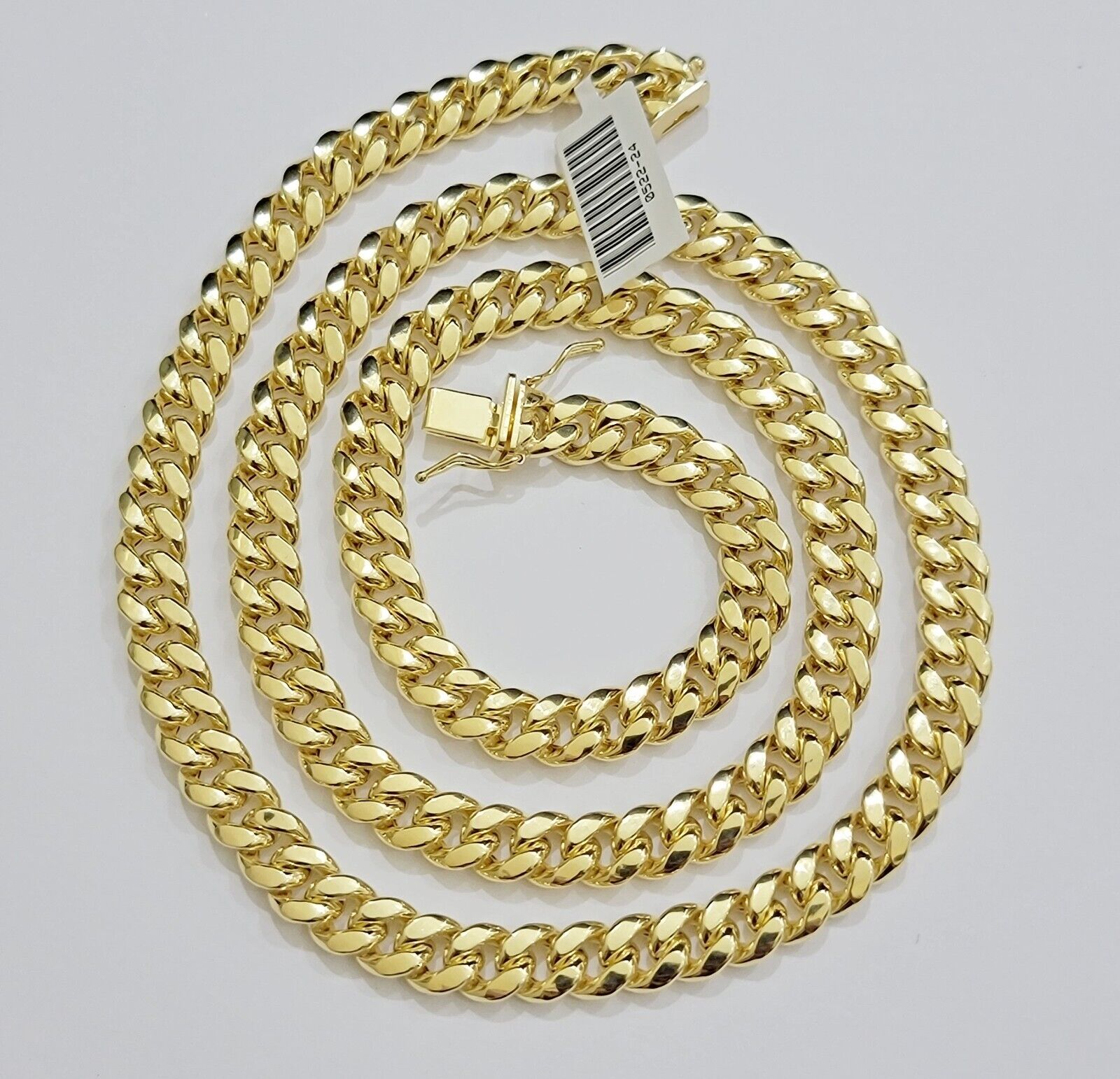 Real 10k Gold Necklace 22 Inch 8mm Miami Cuban Link Chain Men's 10KT BOX LOCK - GoldenlinQ