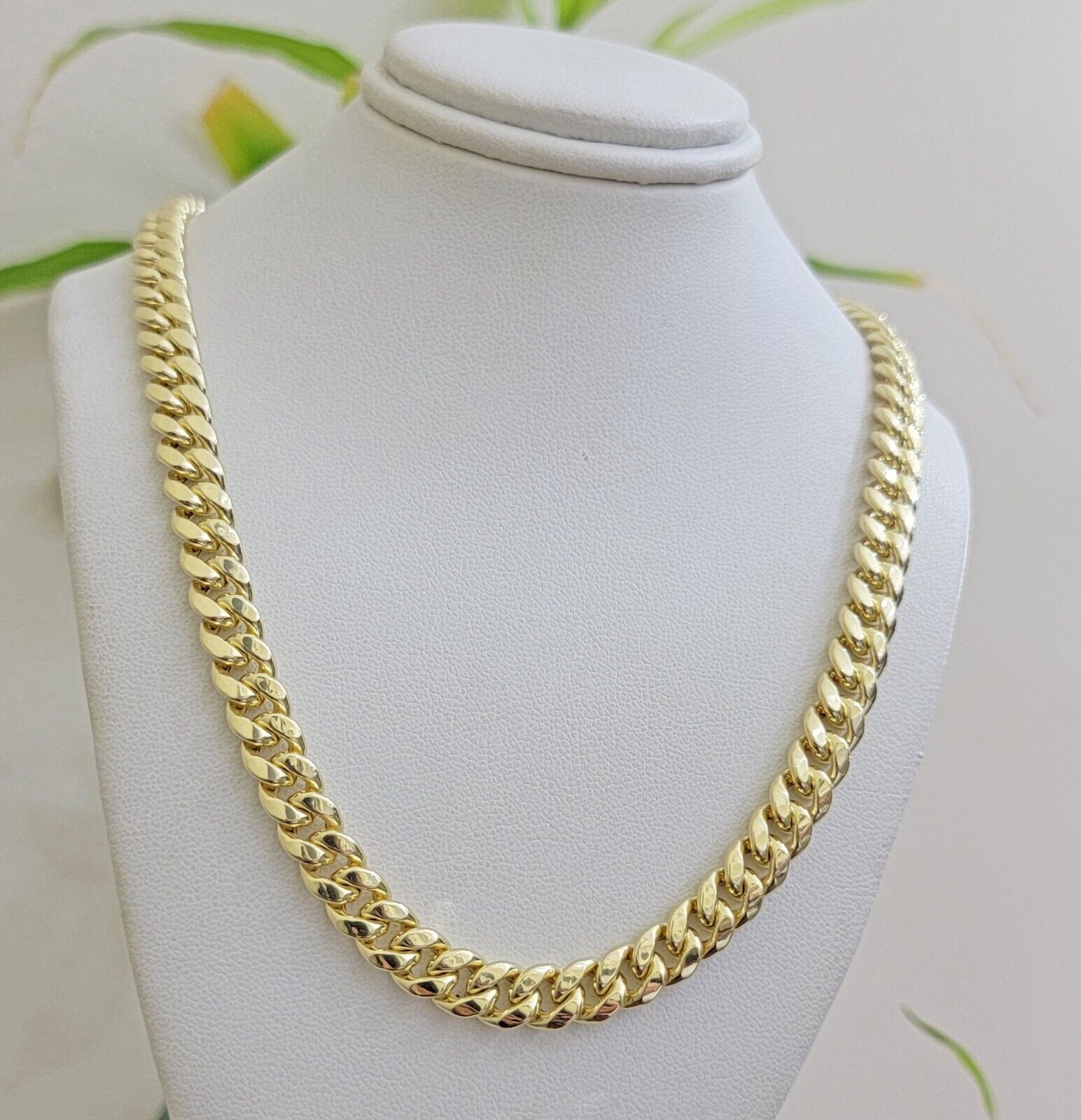 Real 10k Gold Necklace 8mm Miami Cuban Link Chain 26 Inch Men's 10KT STRONG LINK - GoldenlinQ