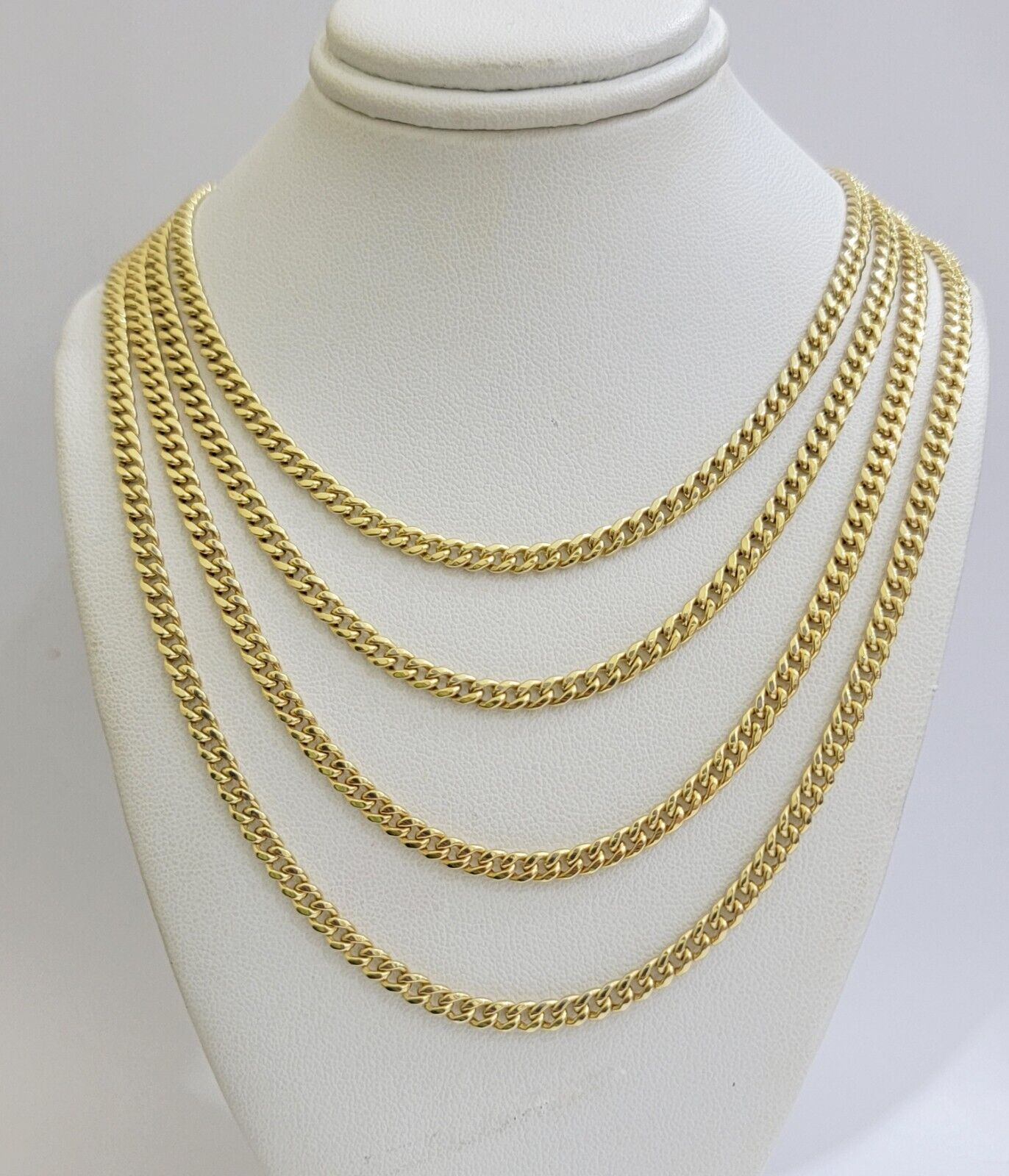 Real 10k Gold Necklace Chain Miami Cuban Link 3.5mm 18 - 26 Inch 10kt Men & Women - GoldenlinQ
