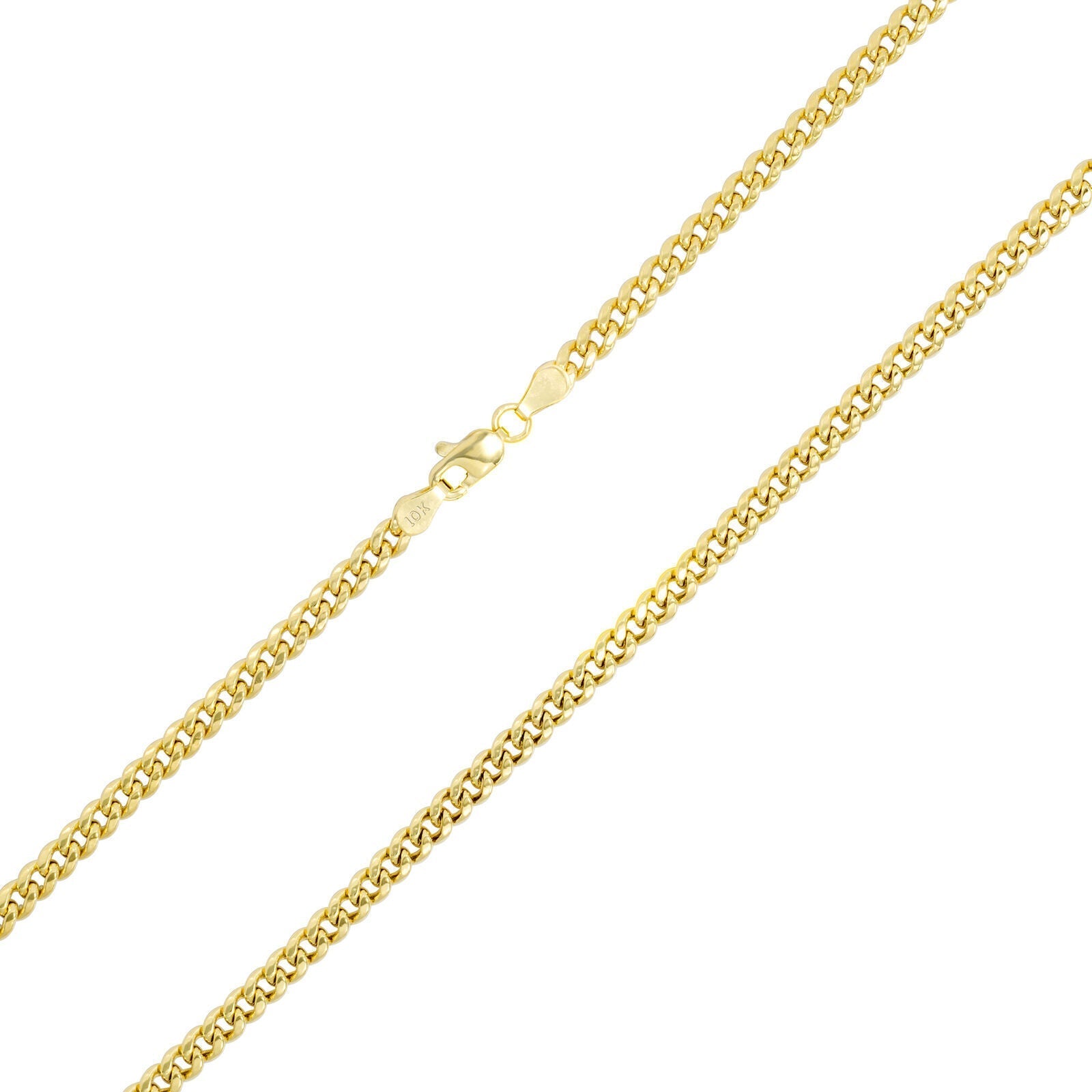 Real 10k Gold Necklace Chain Miami Cuban Link 3.5mm 18 - 26 Inch 10kt Men & Women - GoldenlinQ