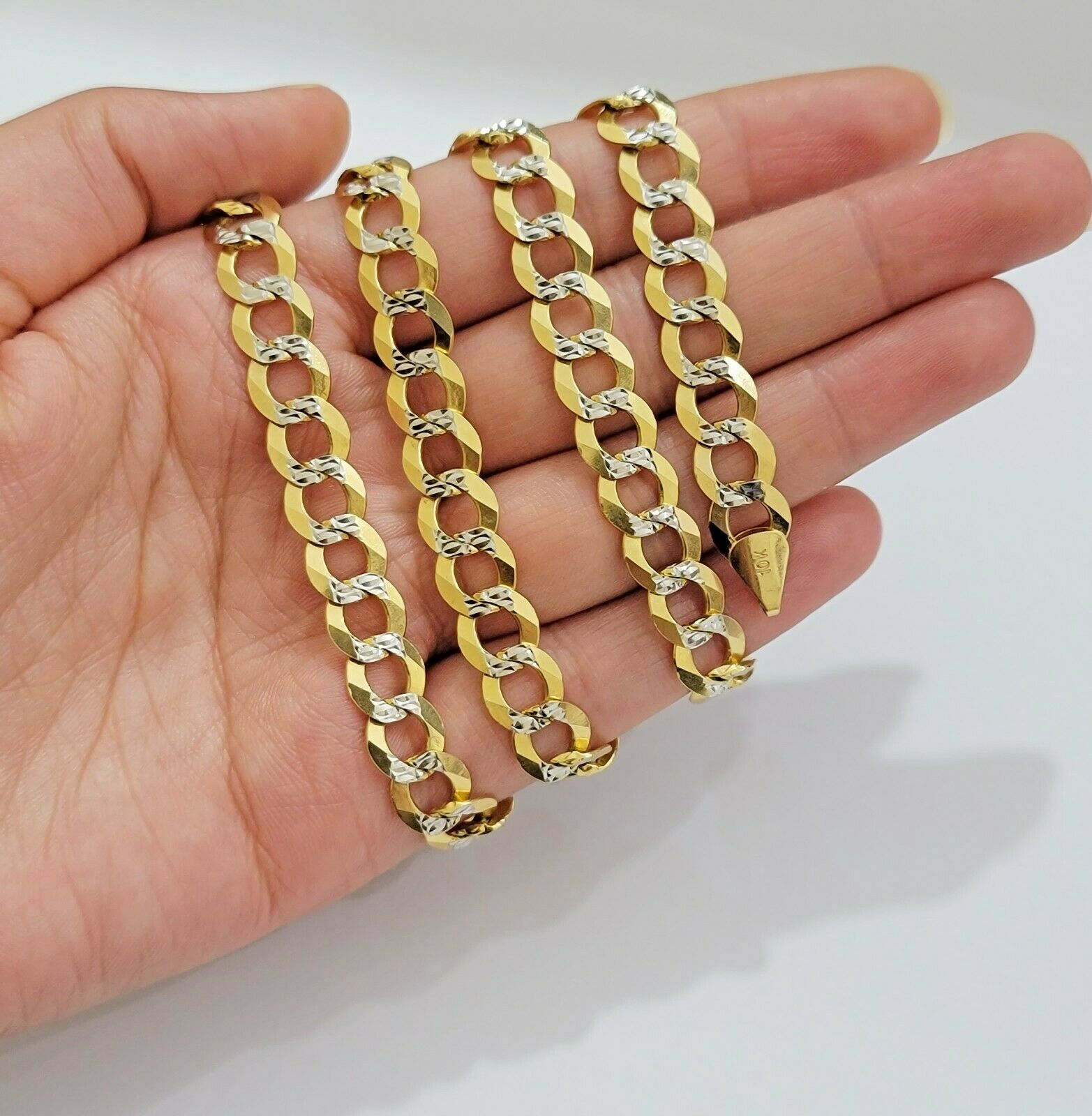 Real 10k Gold Necklace Cuban Curb Link Chain 9mm 20" - 28" Diamond Cut Mens SOLID - GoldenlinQ