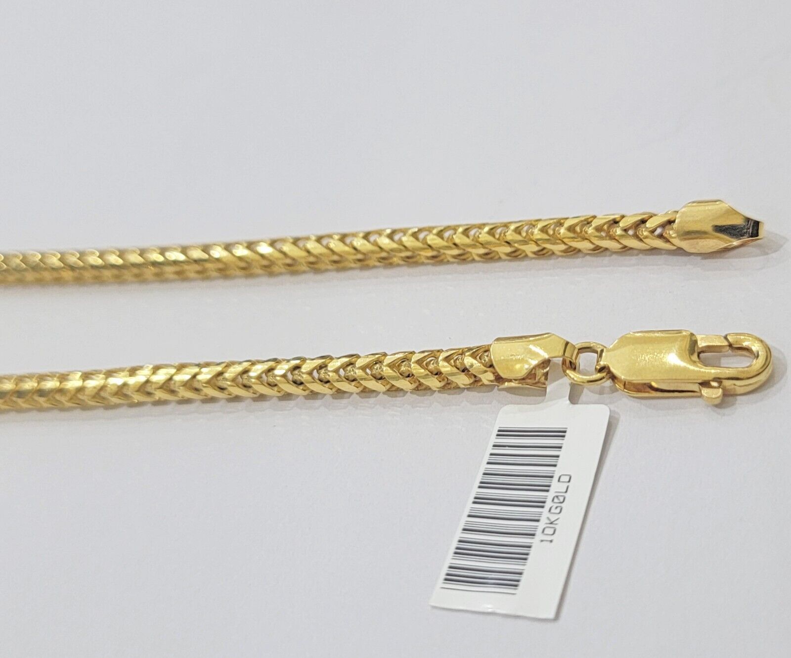 Real 10k Gold Necklace Franco Chain 4mm 24Inch Diamond Cut 10k Yellow Gold SOLID - GoldenlinQ