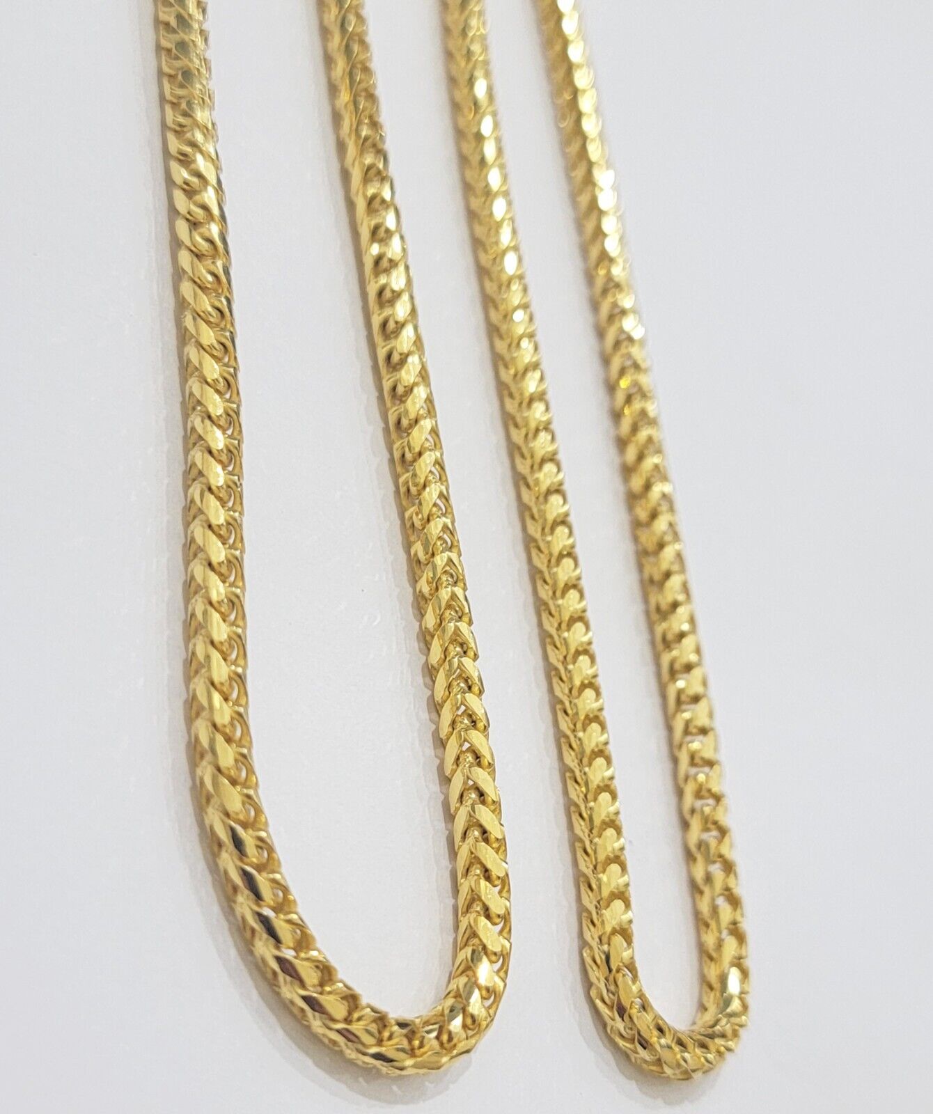 Real 10k Gold Necklace Franco Chain 4mm 26Inch Diamond Cut 10k Yellow Gold SOLID - GoldenlinQ