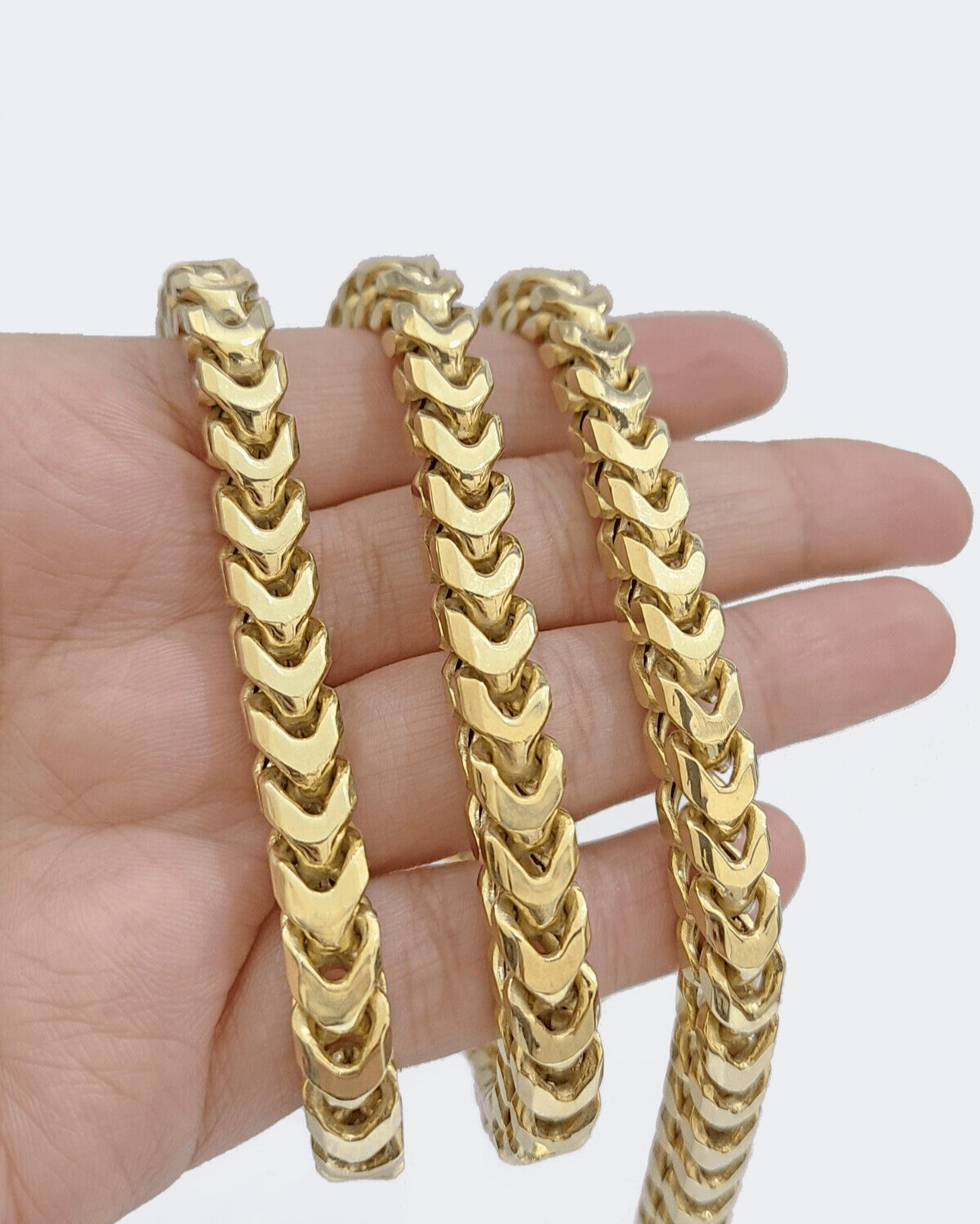 Real 10k Gold Necklace Franco Chain 7mm 26 Inch Mens 10k Yellow Gold 94 grams - GoldenlinQ