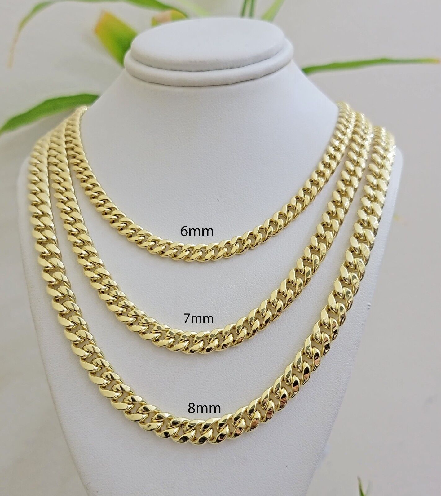 Real 10k Gold Necklace Miami Cuban Link 6mm Chain 20 - 30 Inch Men 10KT Box Lock - GoldenlinQ