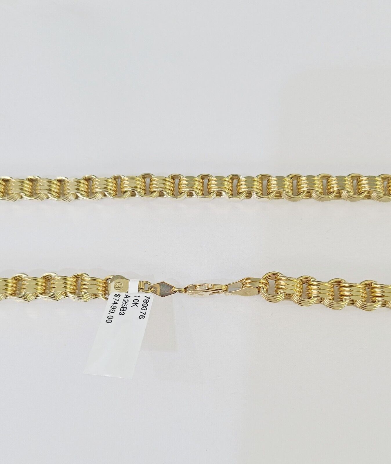 Real 10k Gold Nugget Cross Byzantine Chain Necklace 6mm 24" Chain SET Yellow - GoldenlinQ