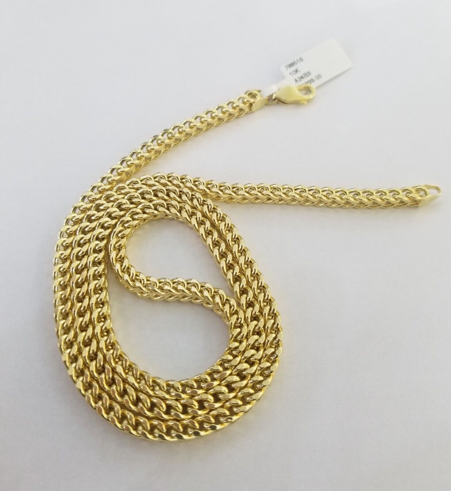 Real 10k Gold Nugget Cross Pendant Franco Necklace 4mm 24" Chain Charm SET 10kt - GoldenlinQ