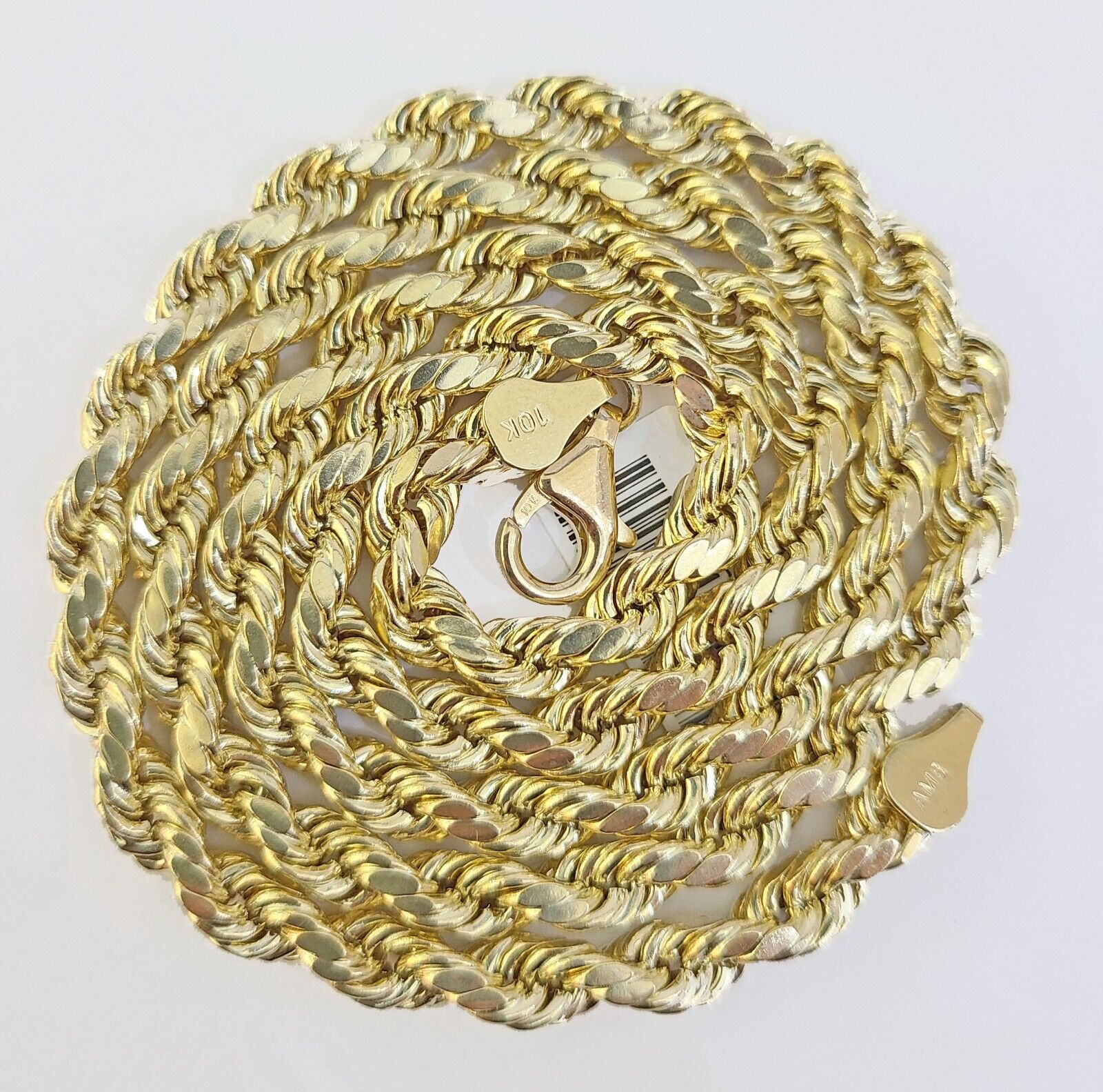 Real 10k Gold Nugget Cross Rope Necklace 6mm 24" Chain Charm SET 10kt - GoldenlinQ