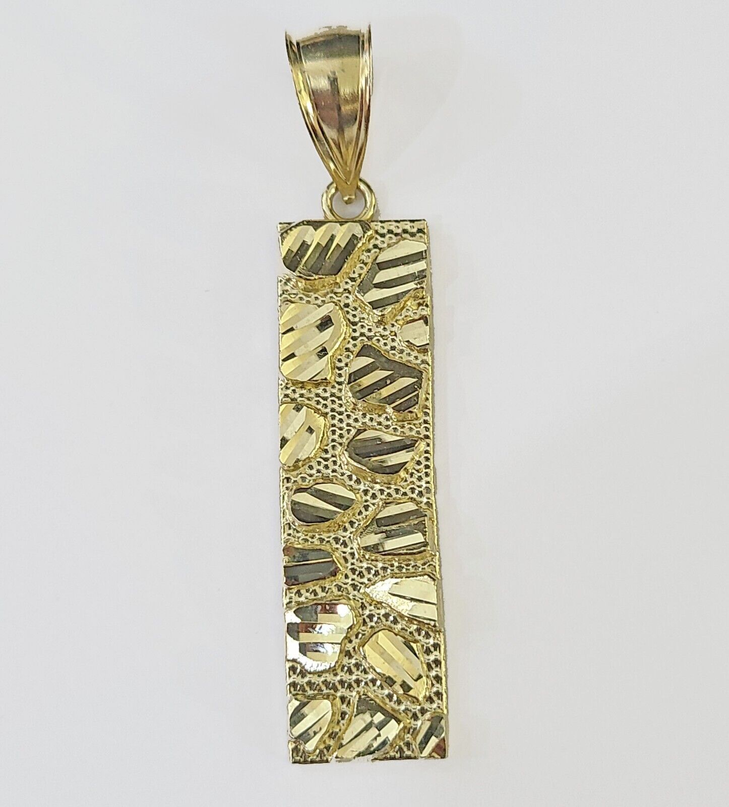 Real 10K Gold Nugget Pendant Diamond Cut 10kt yellow Gold Charm - GoldenlinQ