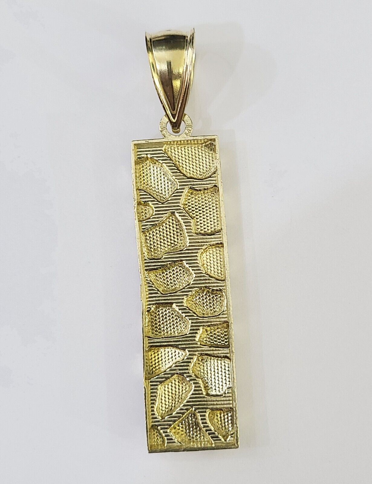 Real 10K Gold Nugget Pendant Diamond Cut 10kt yellow Gold Charm - GoldenlinQ