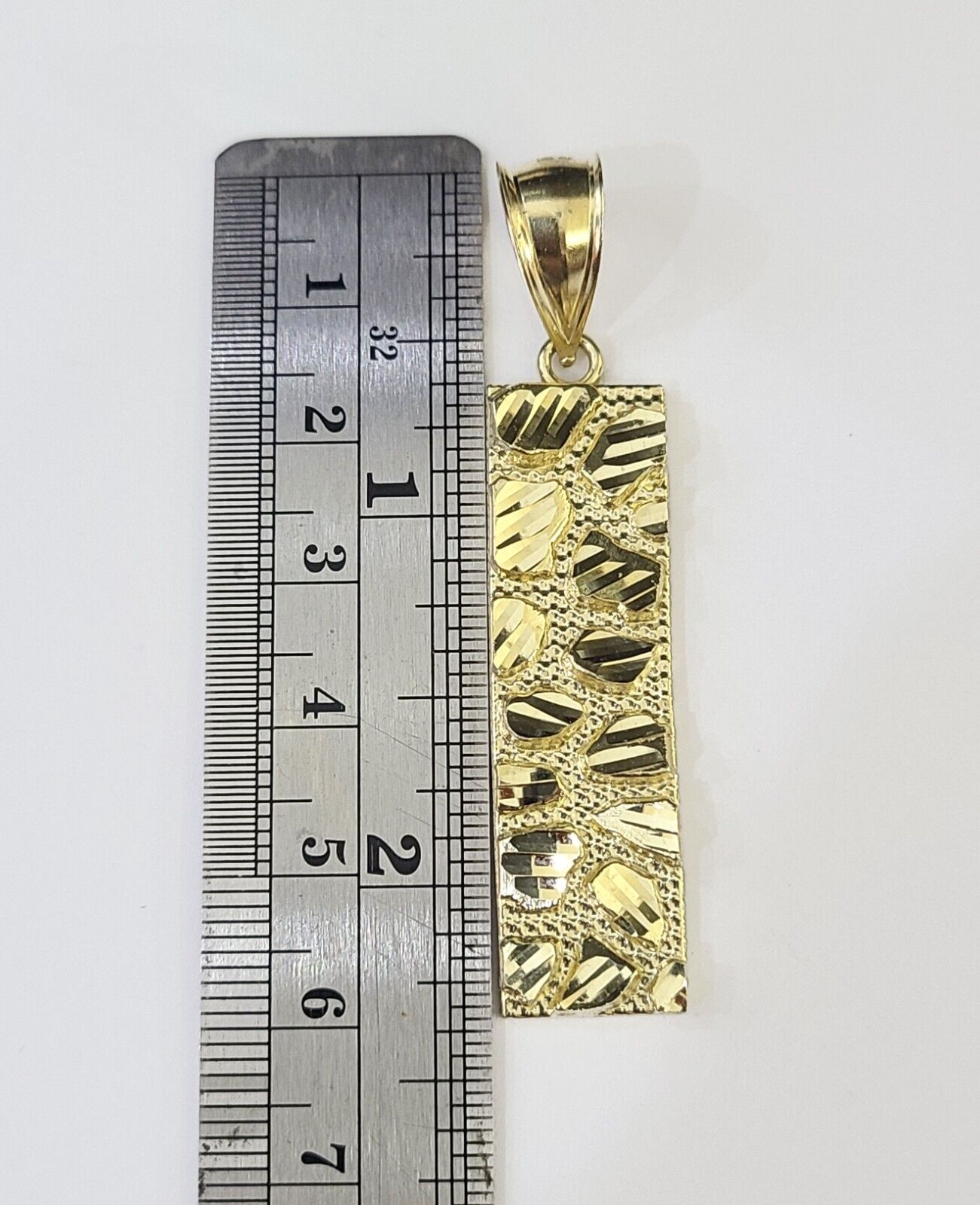 Real 10K Gold Nugget Pendant Diamond Cut 10kt yellow Gold Charm - GoldenlinQ