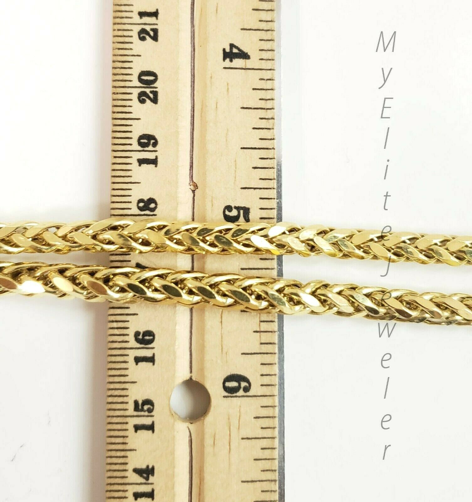 Real 10k Gold Palm Chain Necklace 4mm 24" Lobster Lock Real 10 KT Yellow Gold - GoldenlinQ