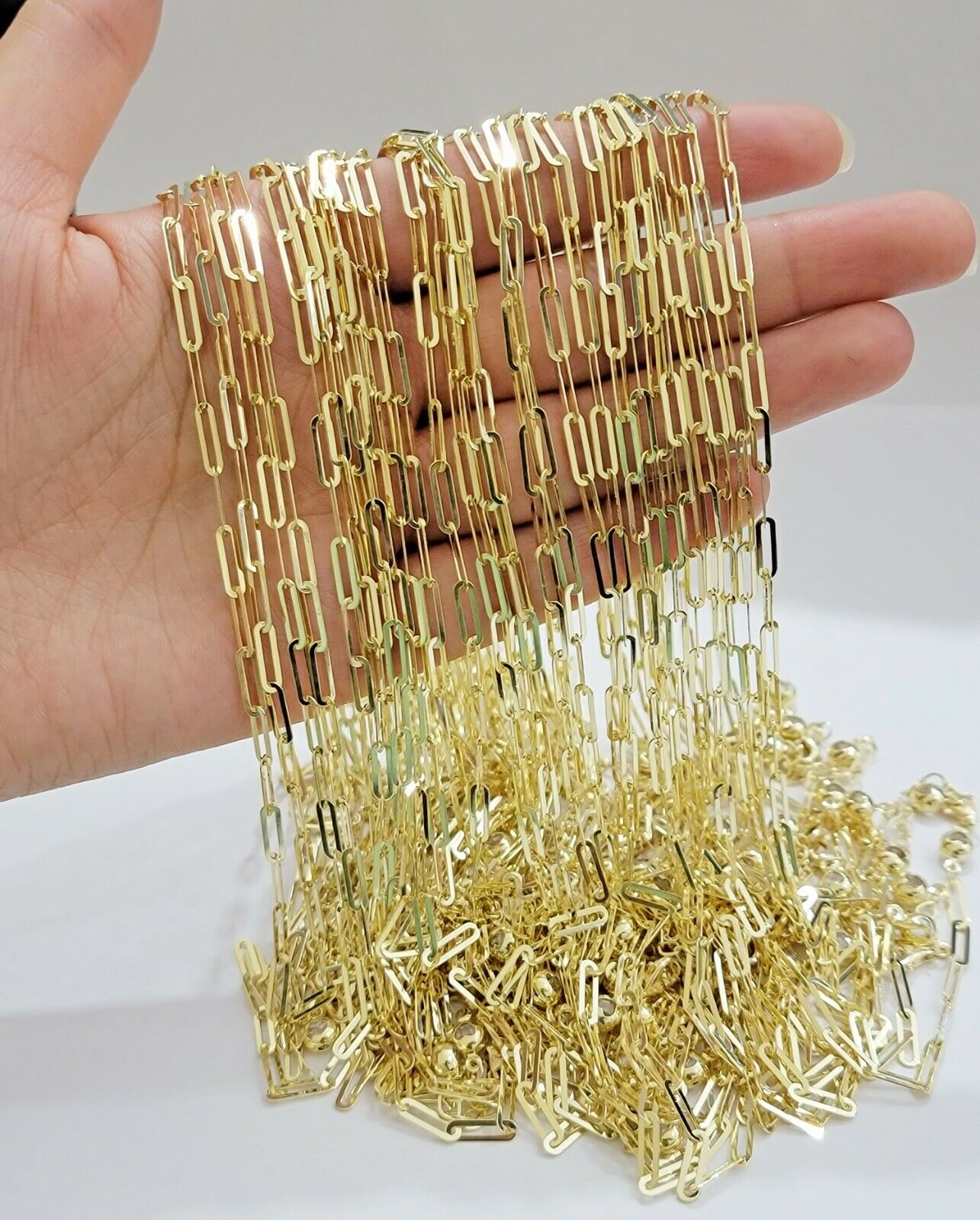 Real 10k Gold Paperclip Chain Ladies Necklace 16" 18" 20" 22" 24" Long 10kt 4mm - GoldenlinQ