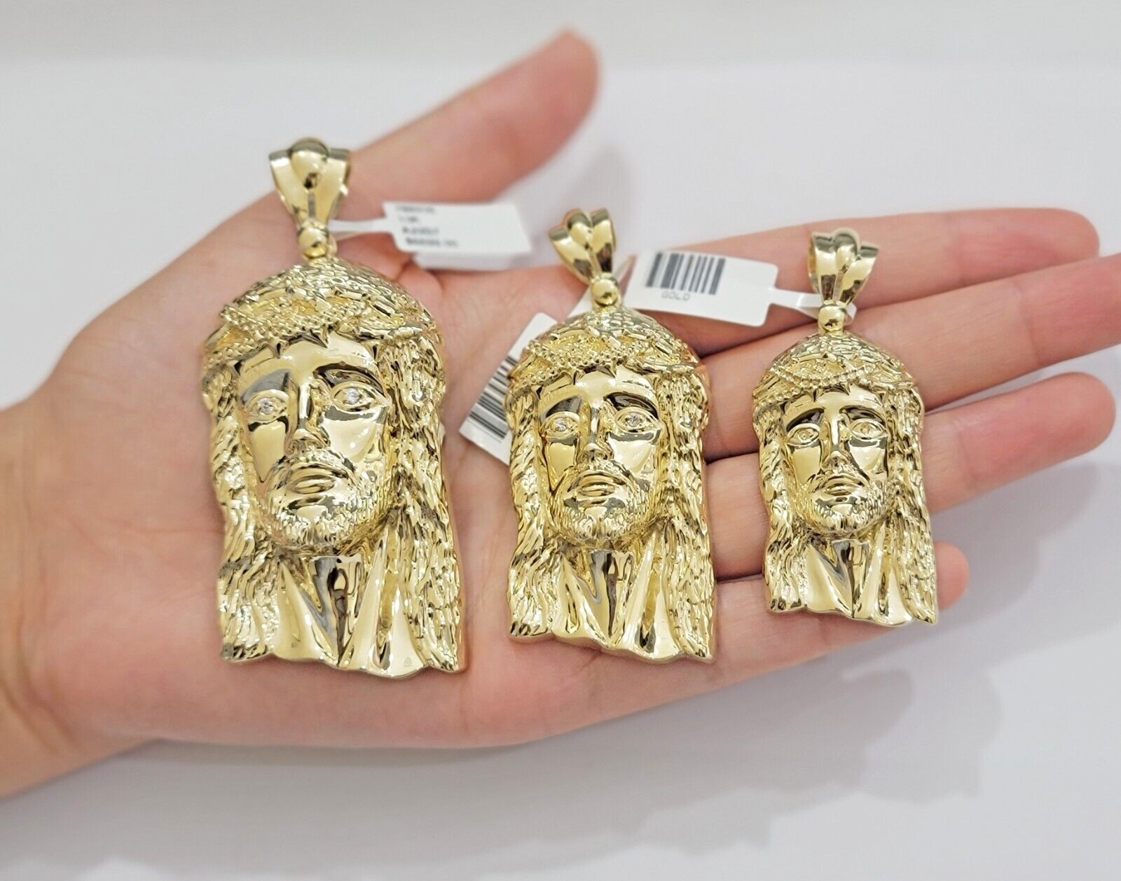 Real 10k Gold Pendant Jesus Head Charm 10kt Yellow Gold For Men's Different Size - GoldenlinQ
