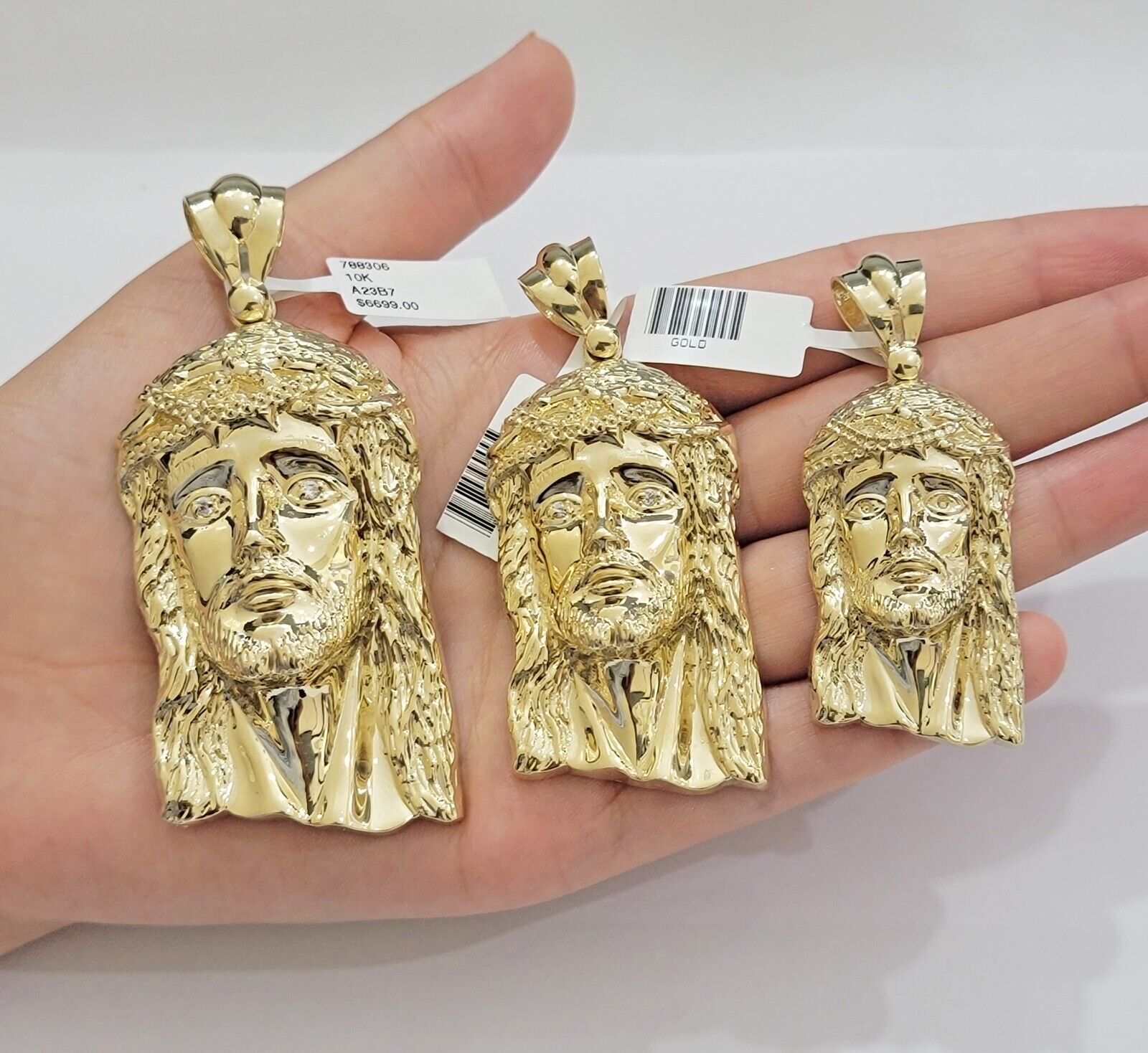 Real 10k Gold Pendant Jesus Head Charm 10kt Yellow Gold For Men's Different Size - GoldenlinQ