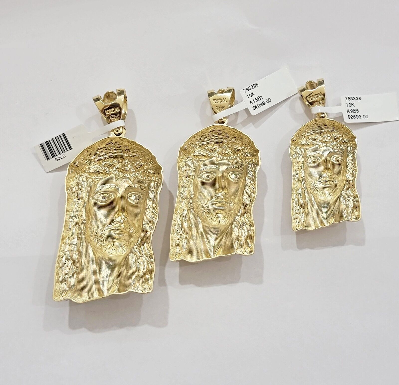 Real 10k Gold Pendant Jesus Head Charm 10kt Yellow Gold For Men's Different Size - GoldenlinQ