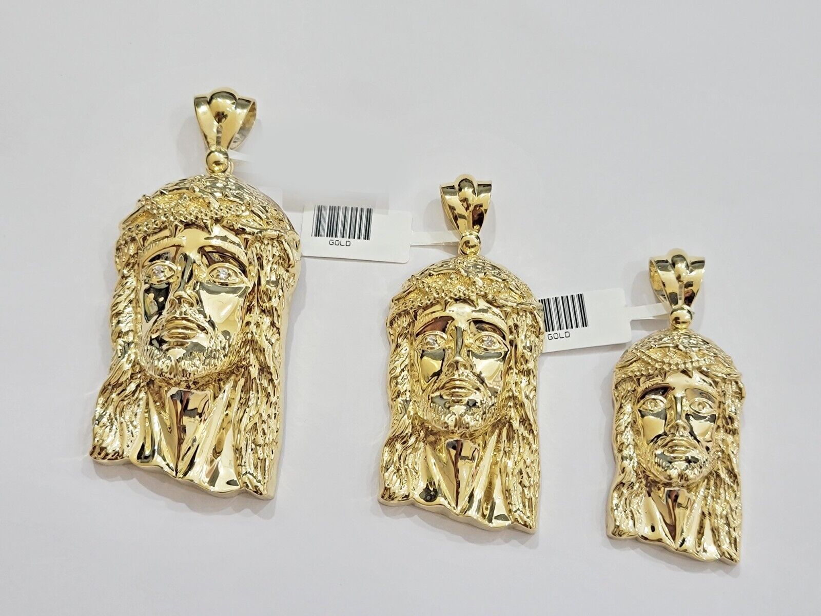 Real 10k Gold Pendant Jesus Head Charm 10kt Yellow Gold For Men's Different Size - GoldenlinQ