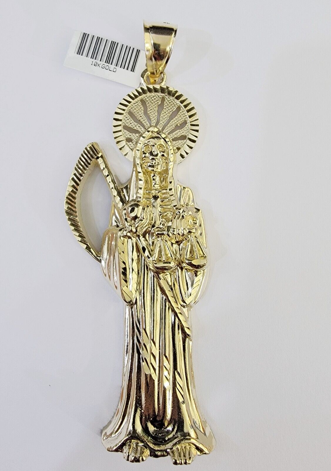 Real 10K Gold Reaper Pendant Charm Diamond Cut 10kt yellow Gold Charm - GoldenlinQ