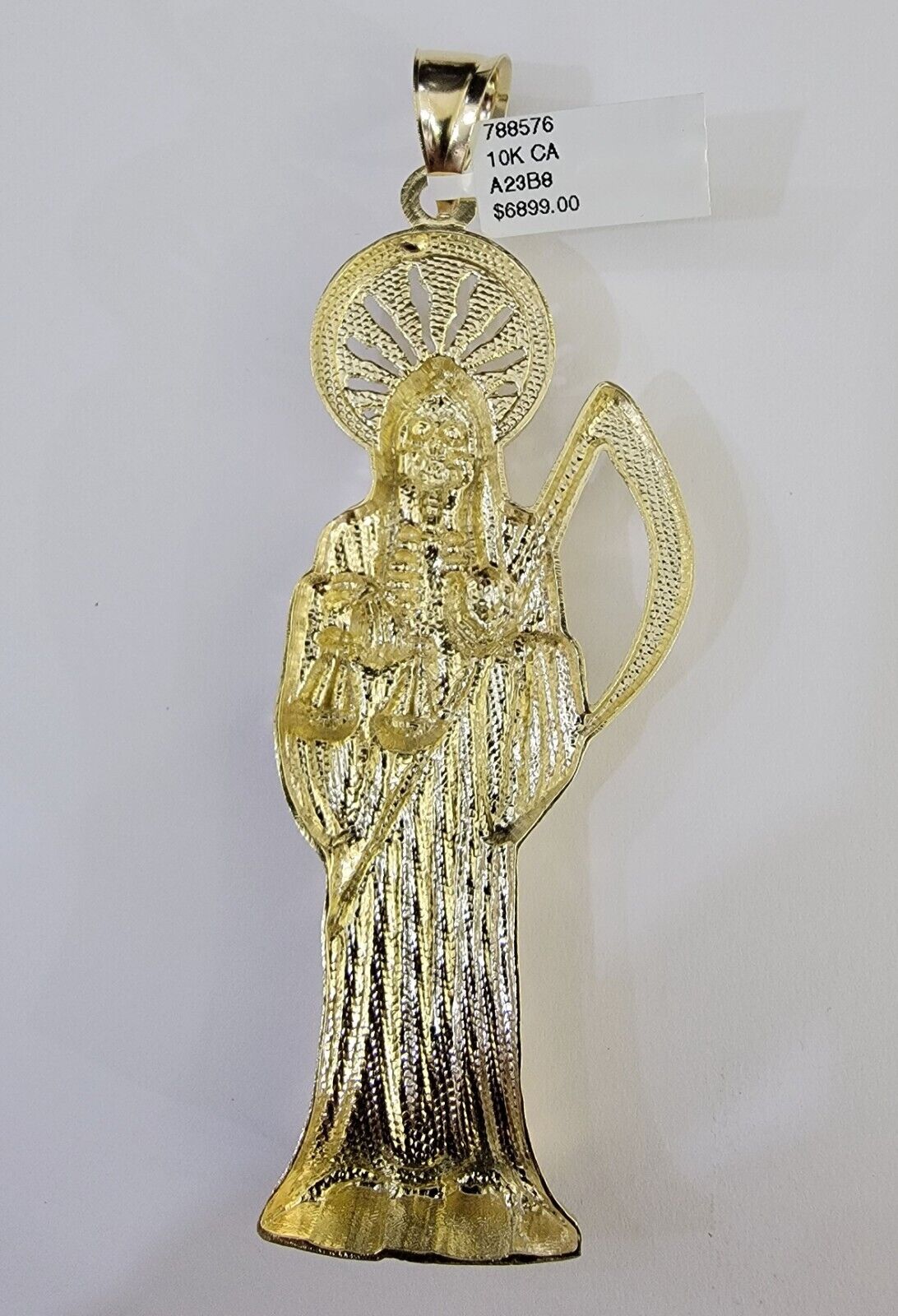 Real 10K Gold Reaper Pendant Charm Diamond Cut 10kt yellow Gold Charm - GoldenlinQ