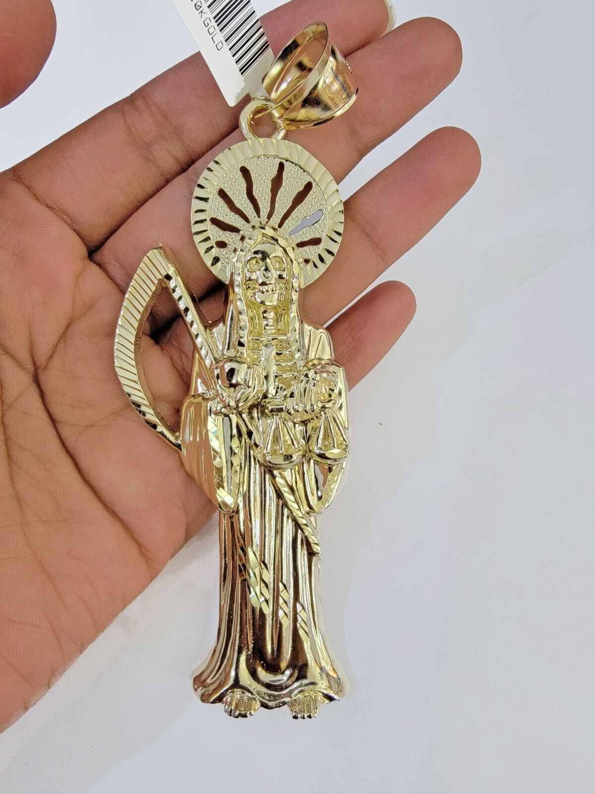 Real 10K Gold Reaper Pendant Charm Diamond Cut 10kt yellow Gold Charm - GoldenlinQ