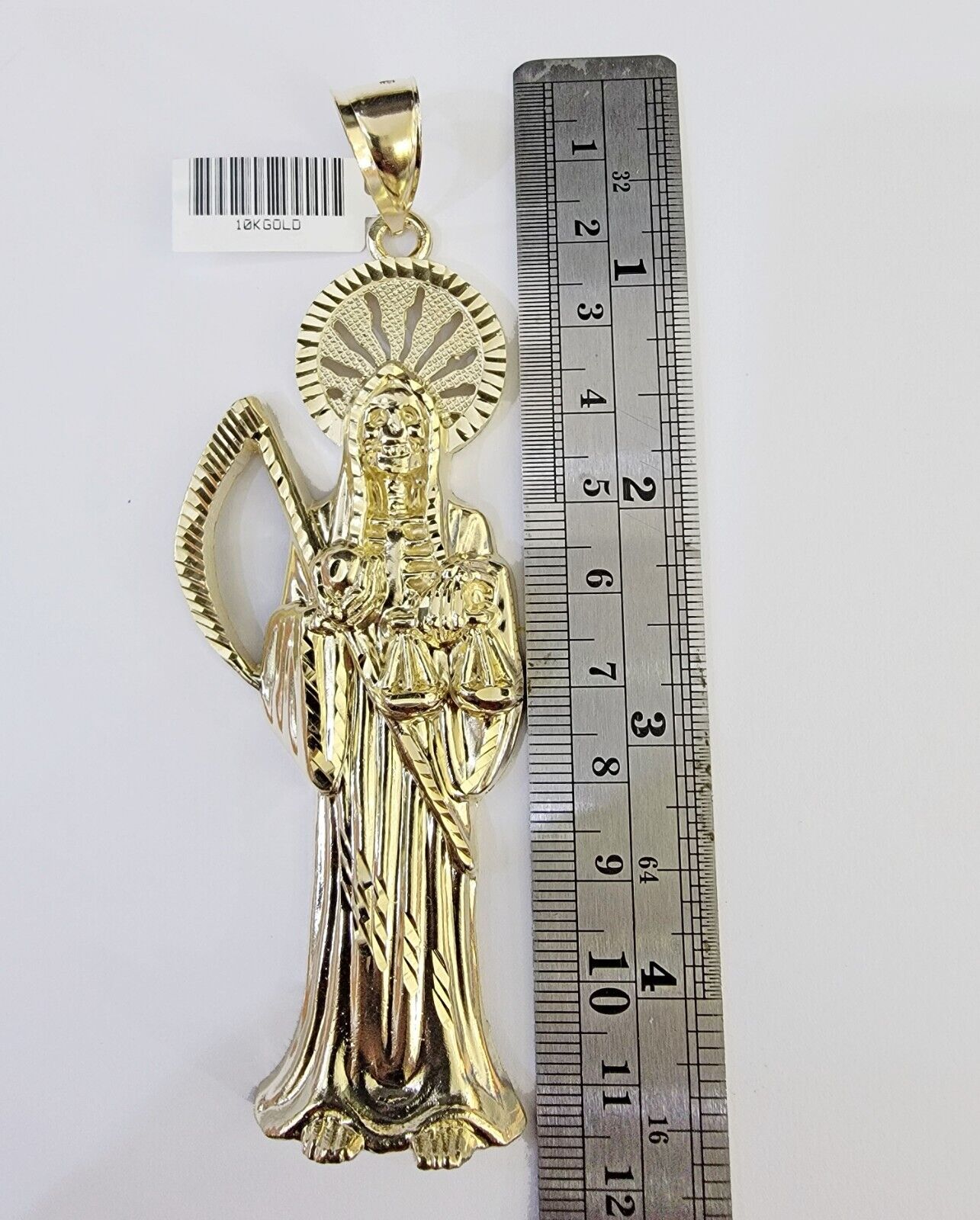 Real 10K Gold Reaper Pendant Charm Diamond Cut 10kt yellow Gold Charm - GoldenlinQ
