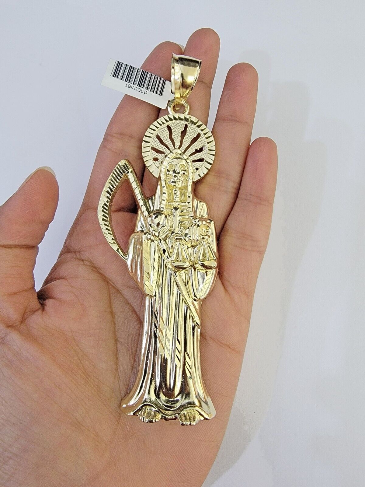 Real 10K Gold Reaper Pendant Charm Diamond Cut 10kt yellow Gold Charm - GoldenlinQ