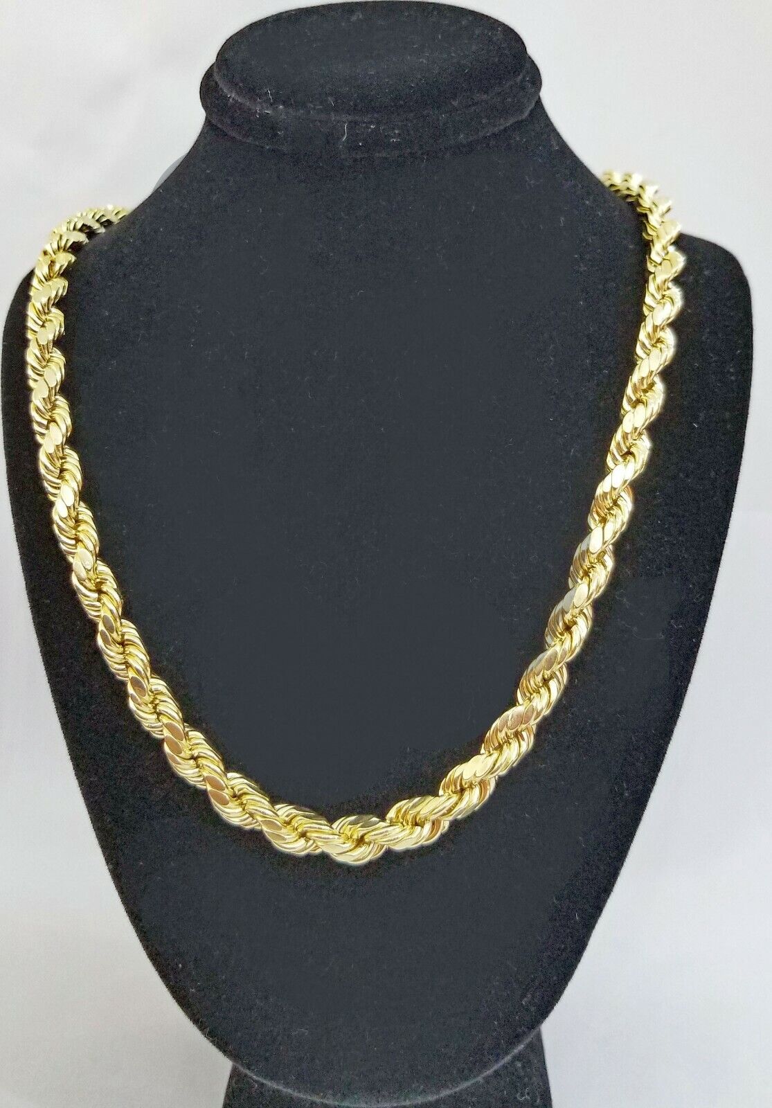 REAL 10K Gold Rope Chain 7mm 26 Inch Men Necklace Gold Diamond Cut - GoldenlinQ