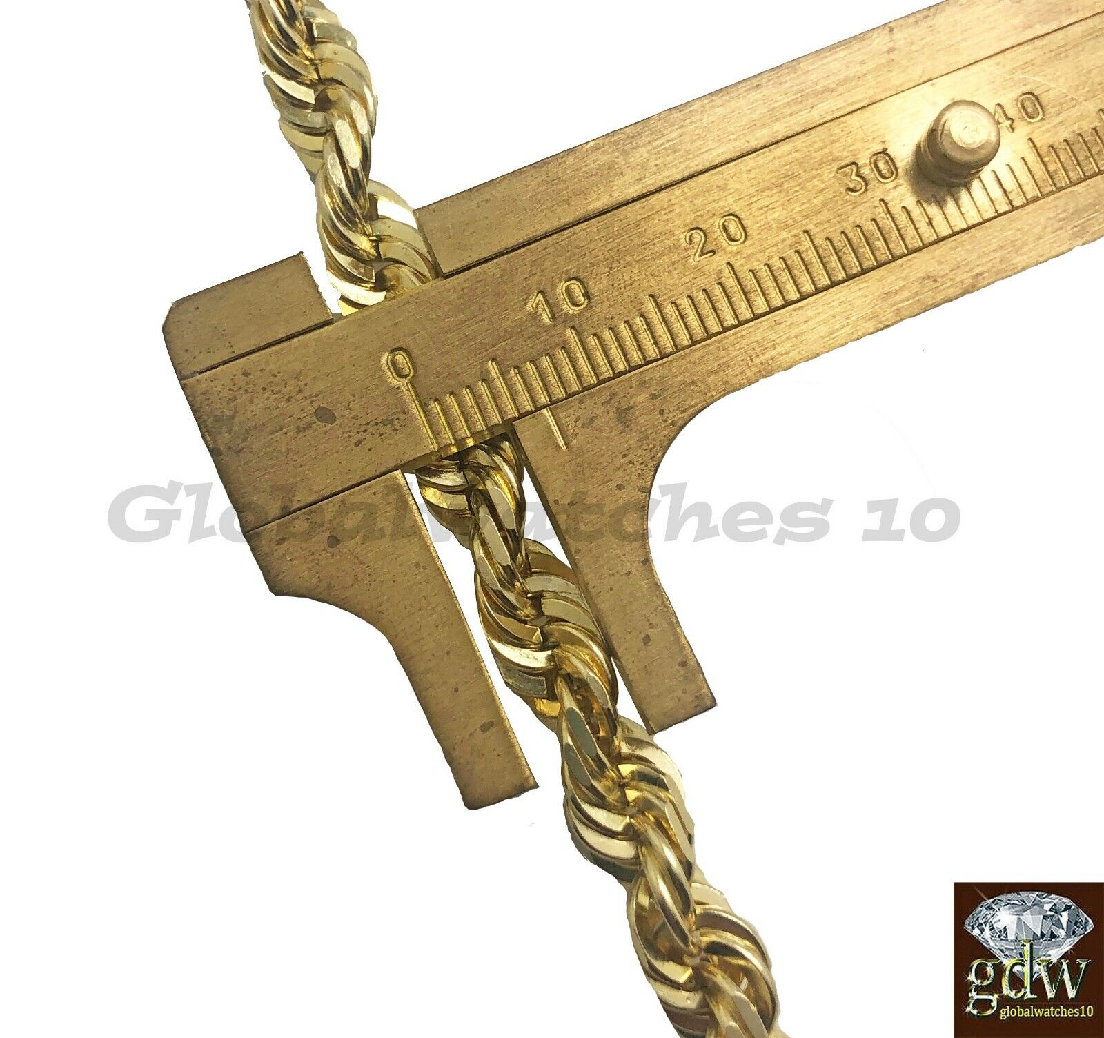 REAL 10K Gold Rope Chain 7mm 28 Inch Men Necklace SOLID 10 KT Gold Diamond Cut - GoldenlinQ