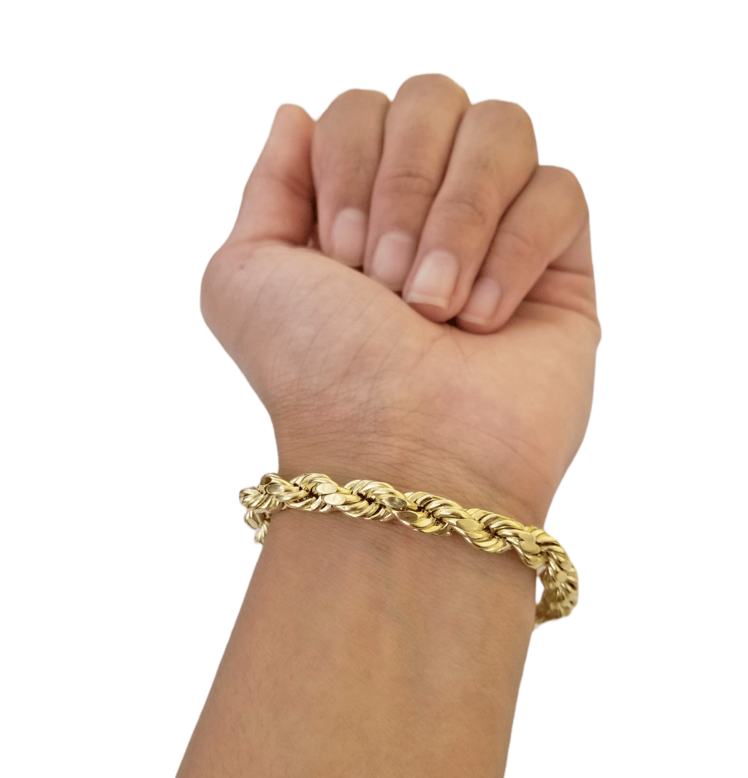 REAL 10k Gold Rope Chain Bracelet 7mm 8" Inch Lobster Clasp Link Rope - GoldenlinQ