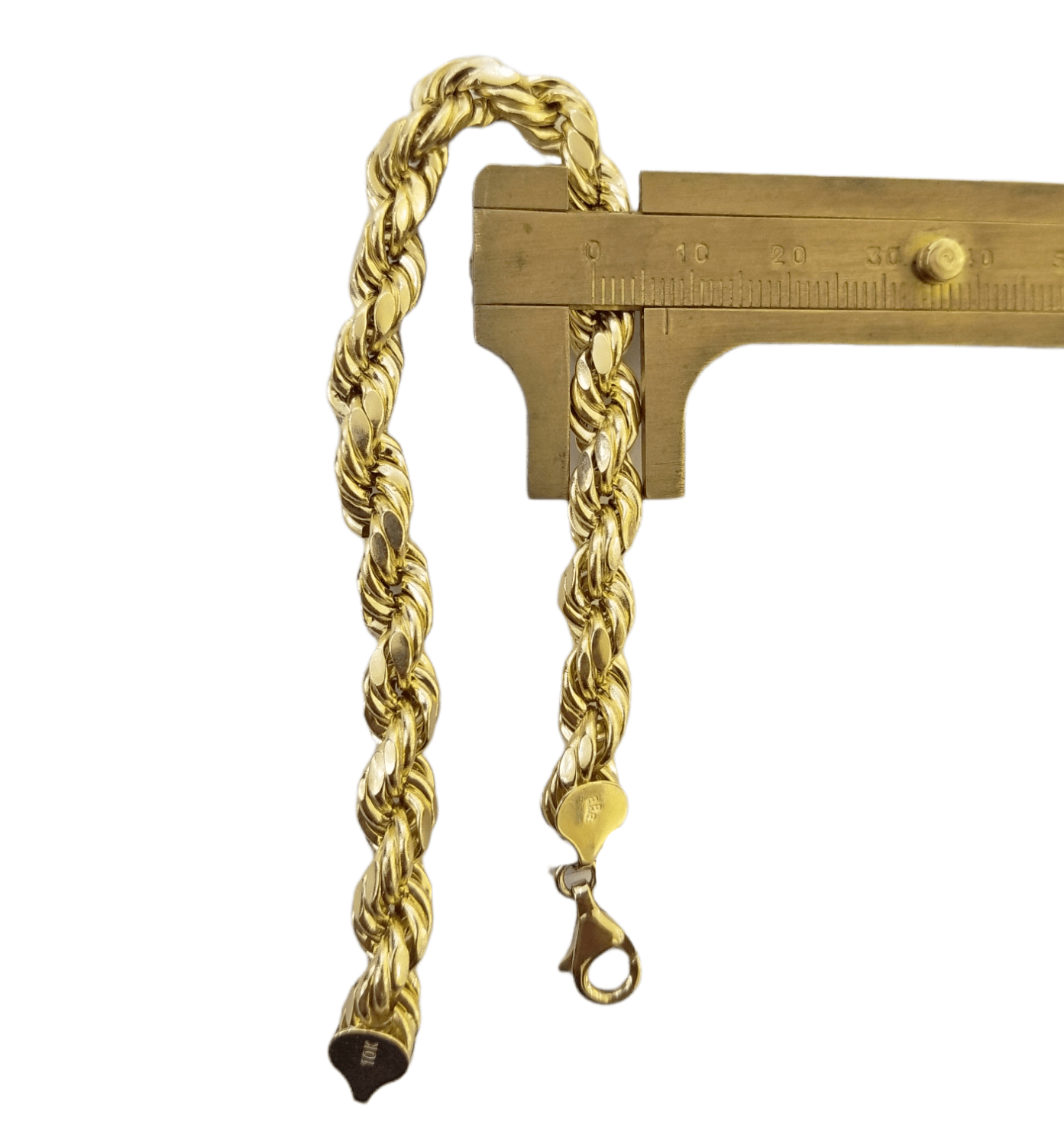 REAL 10k Gold Rope Chain Bracelet 7mm 8" Inch Lobster Clasp Link Rope - GoldenlinQ