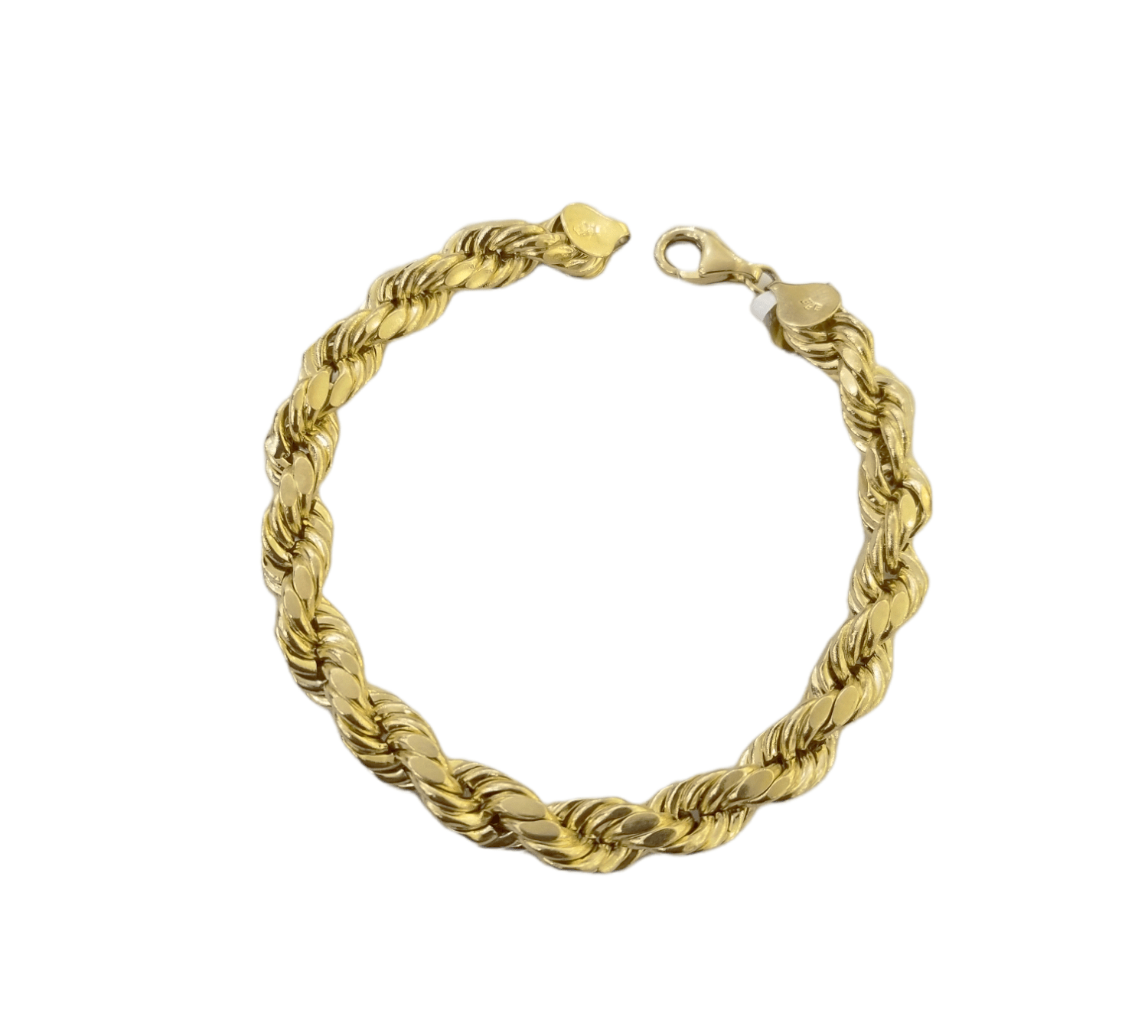 REAL 10k Gold Rope Chain Bracelet 7mm 8" Inch Lobster Clasp Link Rope - GoldenlinQ