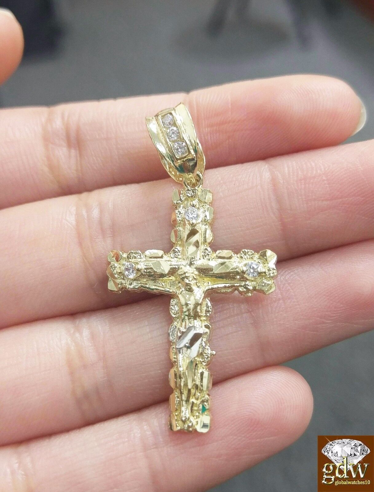 Real 10k Gold Rope Chain Cross Pendant 18" 20" 22" 24" 26" Necklace - GoldenlinQ