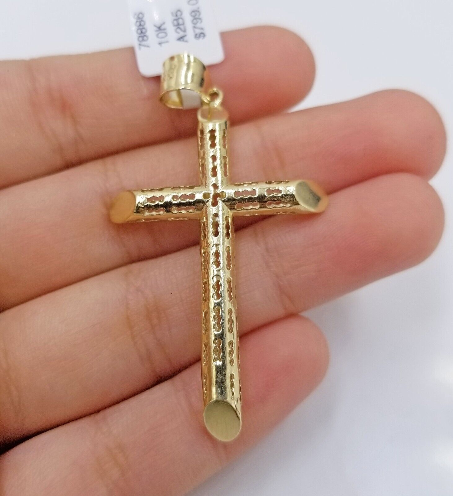 Real 10k Gold Rope Chain Cross Pendant, 3mm Necklace 20" inch With Charm, 10kt - GoldenlinQ