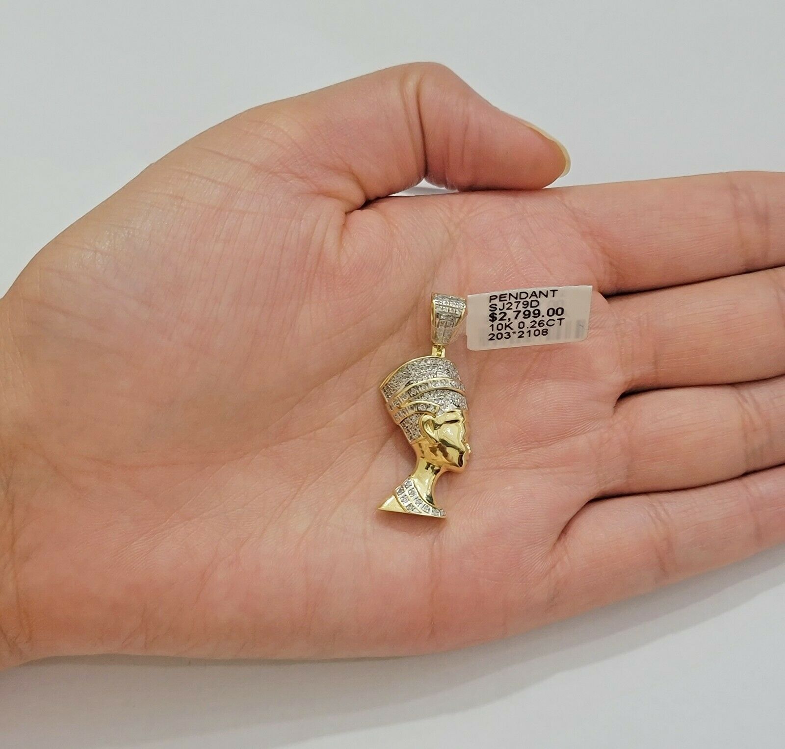 REAL 10k Gold Rope Chain Diamond Pendant Pharaoh Head SET 3mm Necklace 18" - 28" - GoldenlinQ