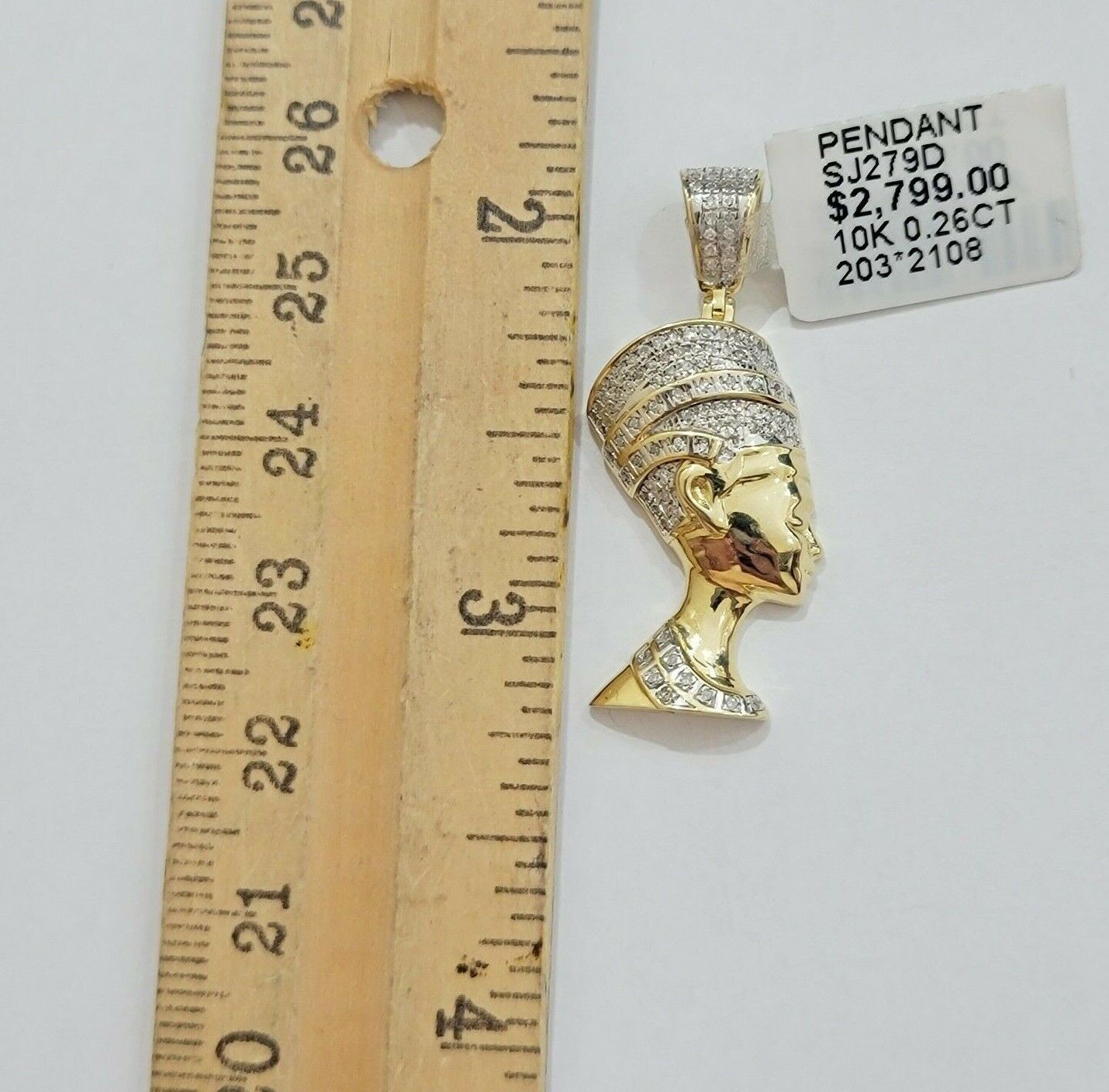 REAL 10k Gold Rope Chain Diamond Pendant Pharaoh Head SET 3mm Necklace 18" - 28" - GoldenlinQ