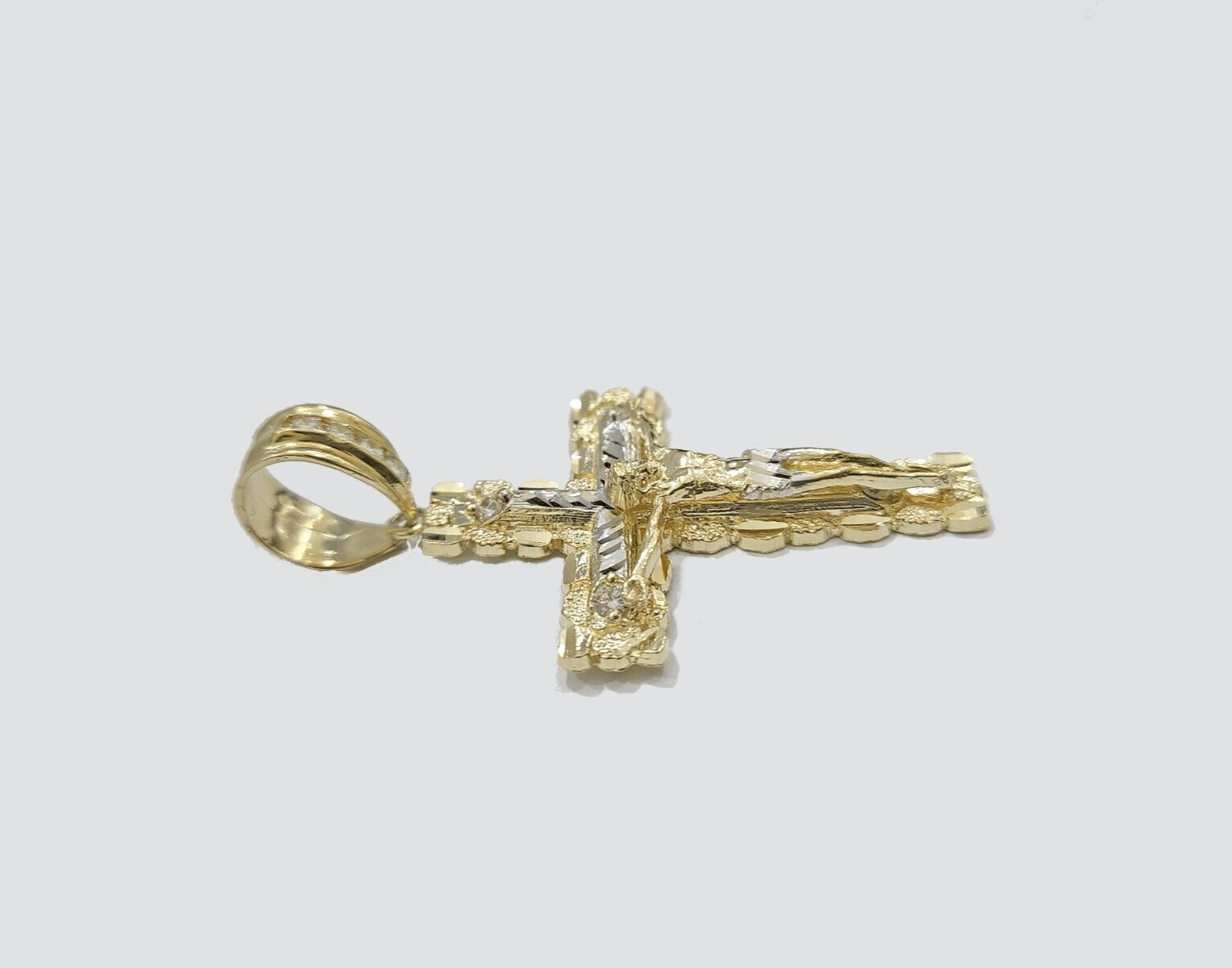 Real 10k Gold Rope Chain Jesus Cross Charm SET 4mm 20'' Necklace & Pendant Men's - GoldenlinQ