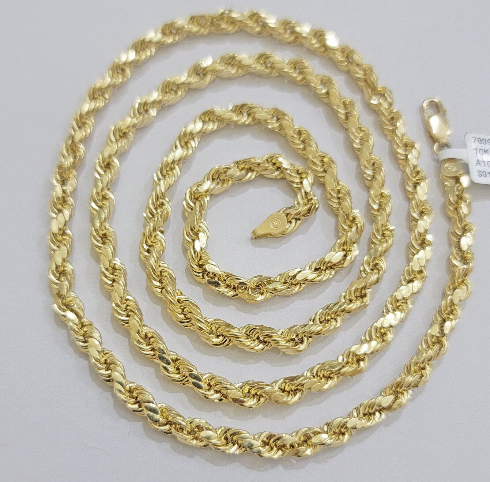 Real 10k Gold Rope Chain & Jesus Face Charm Pendant SET 5mm 18 - 28 inch Necklace - GoldenlinQ