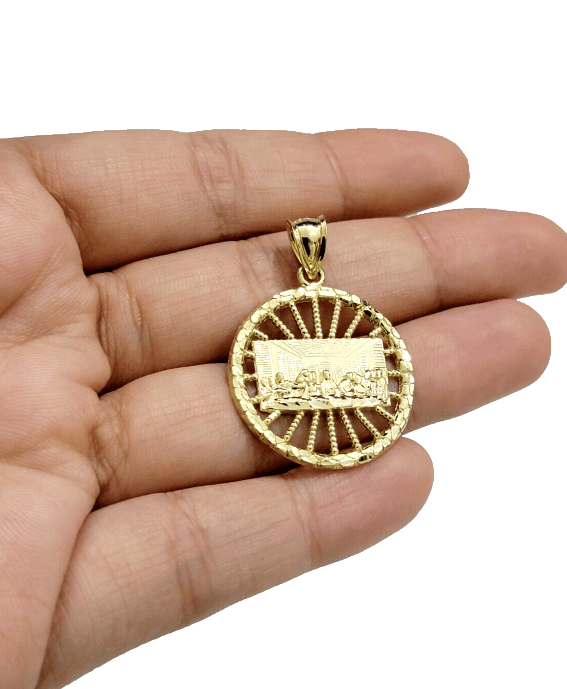 Real 10k Gold Rope Chain Last Supper Pendant Set, 24 Inch 3mm necklace & Charm - GoldenlinQ