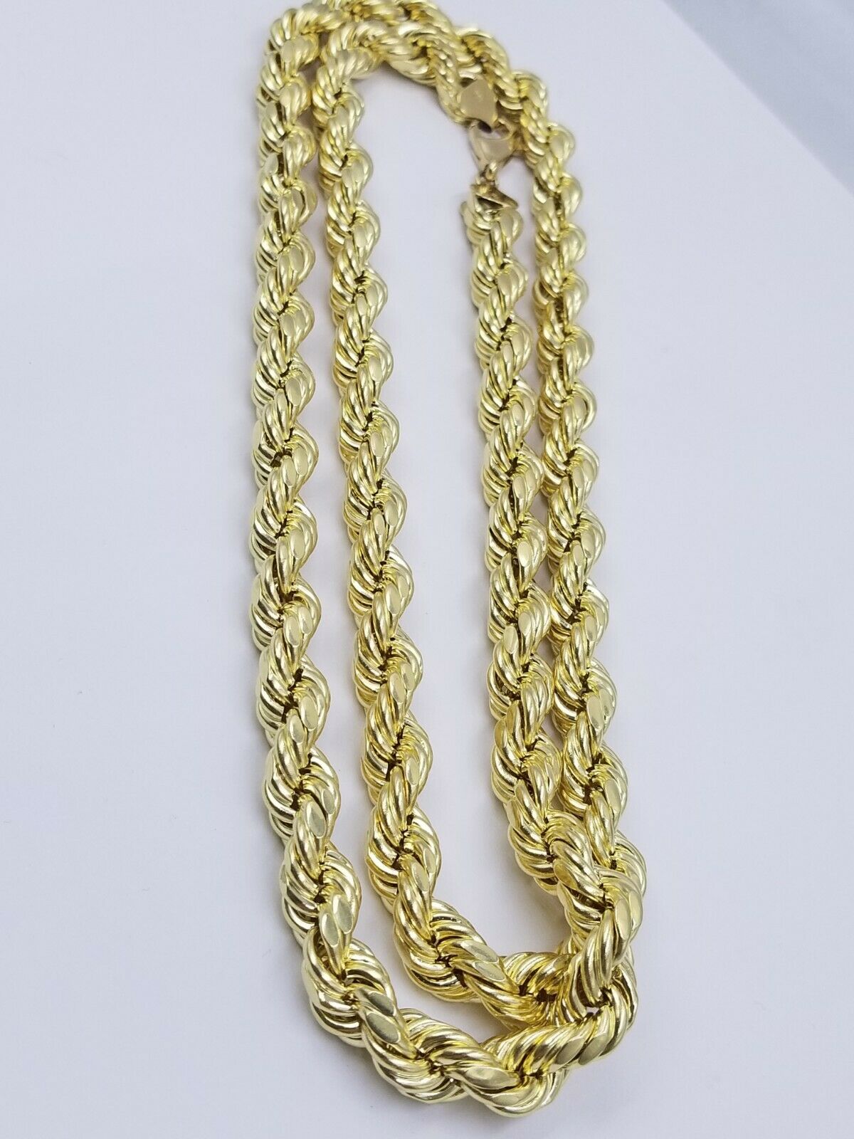 REAL 10k Gold Rope Chain Mens Necklace 10mm 20" - 30" Inch Diamond Cut Yellow Gold - GoldenlinQ