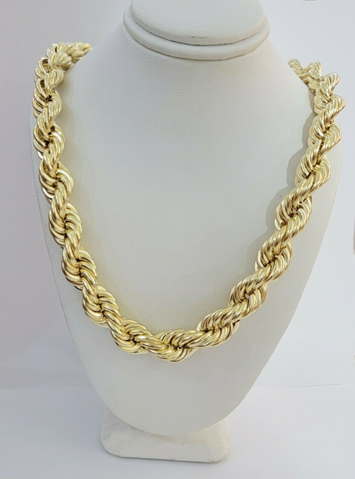 REAL 10k Gold Rope Chain Mens Necklace 12mm 22" 24" 26" 28" 30" 10kt Yellow Gold - GoldenlinQ