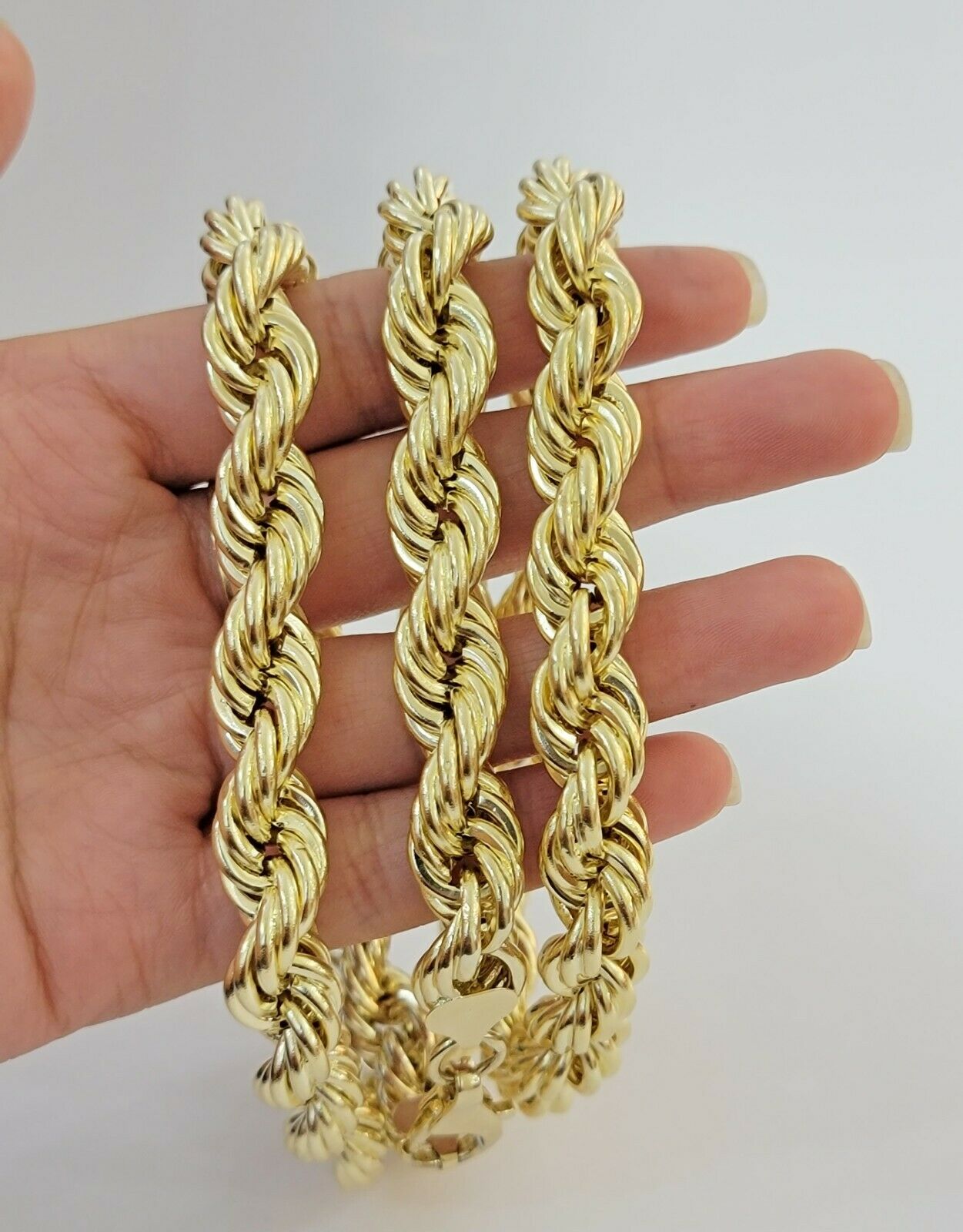 REAL 10k Gold Rope Chain Mens Necklace 12mm 22" 24" 26" 28" 30" 10kt Yellow Gold - GoldenlinQ